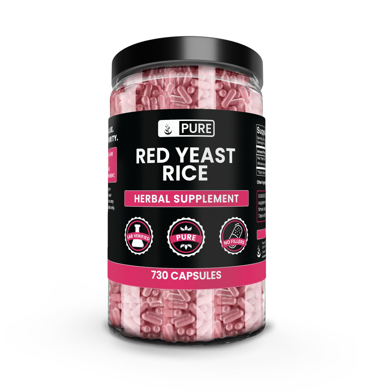 PURE ORIGINAL INGREDIENTS Red Yeast Rice Capsules front view