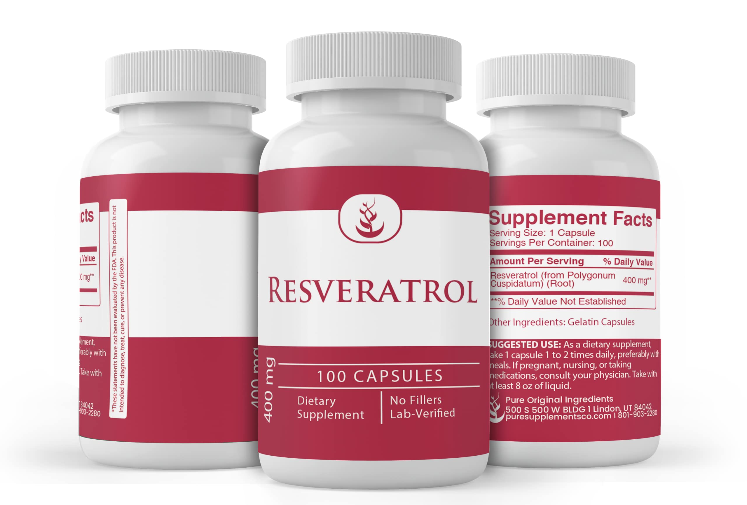 PURE ORIGINAL INGREDIENTS Resveratrol Capsules close-up