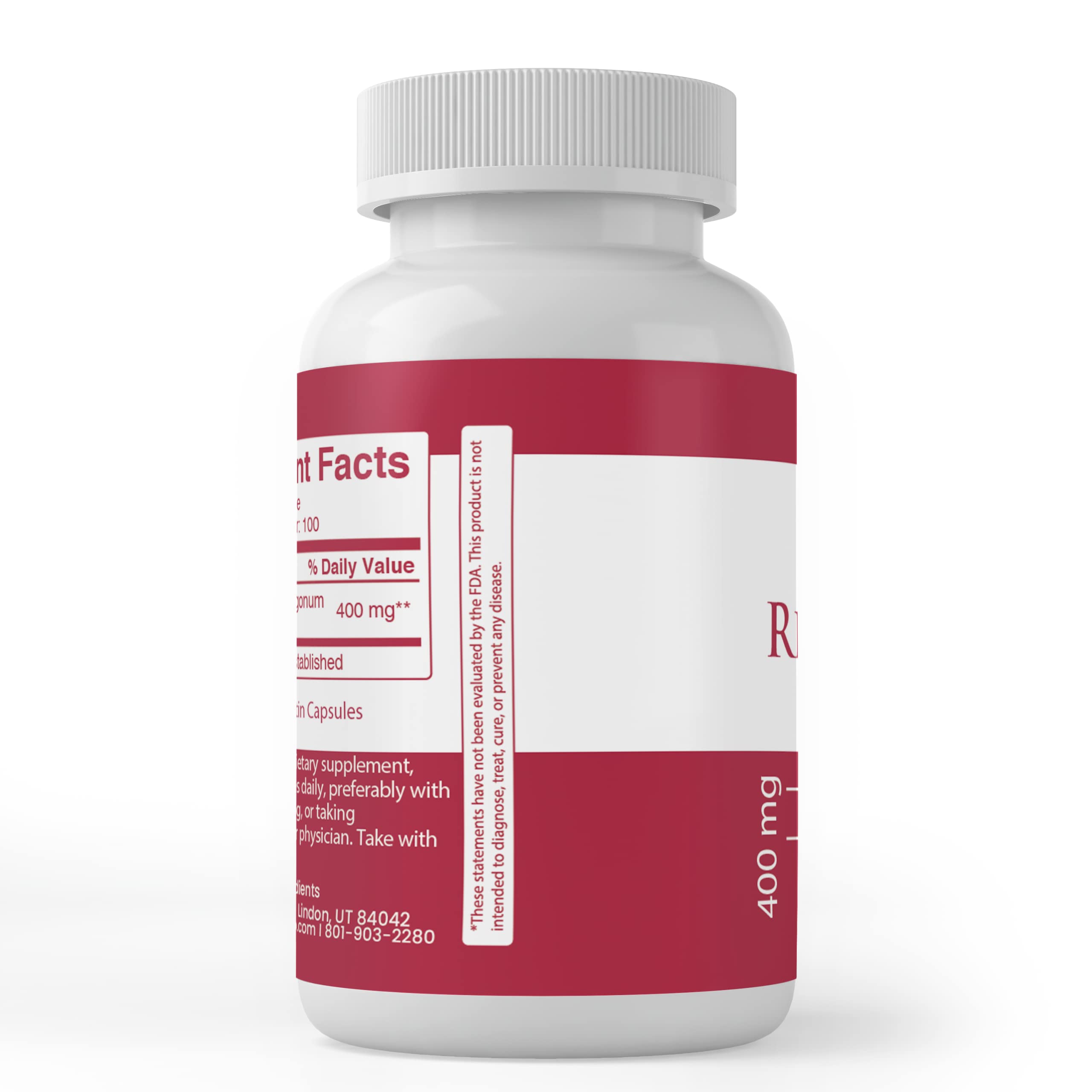 PURE ORIGINAL INGREDIENTS Resveratrol Capsules side view