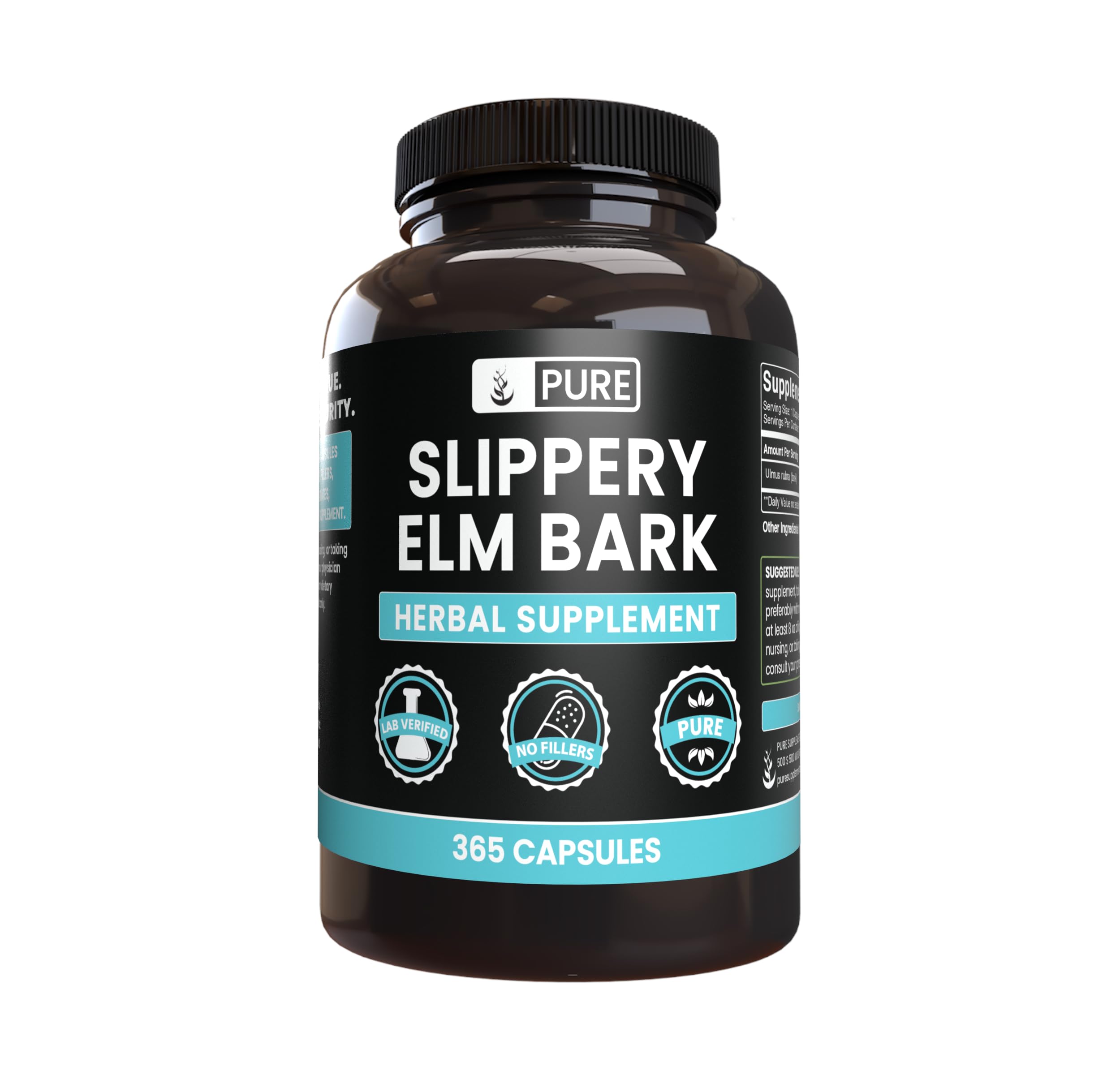 PURE ORIGINAL INGREDIENTS Slippery Elm Bark Capsules front view