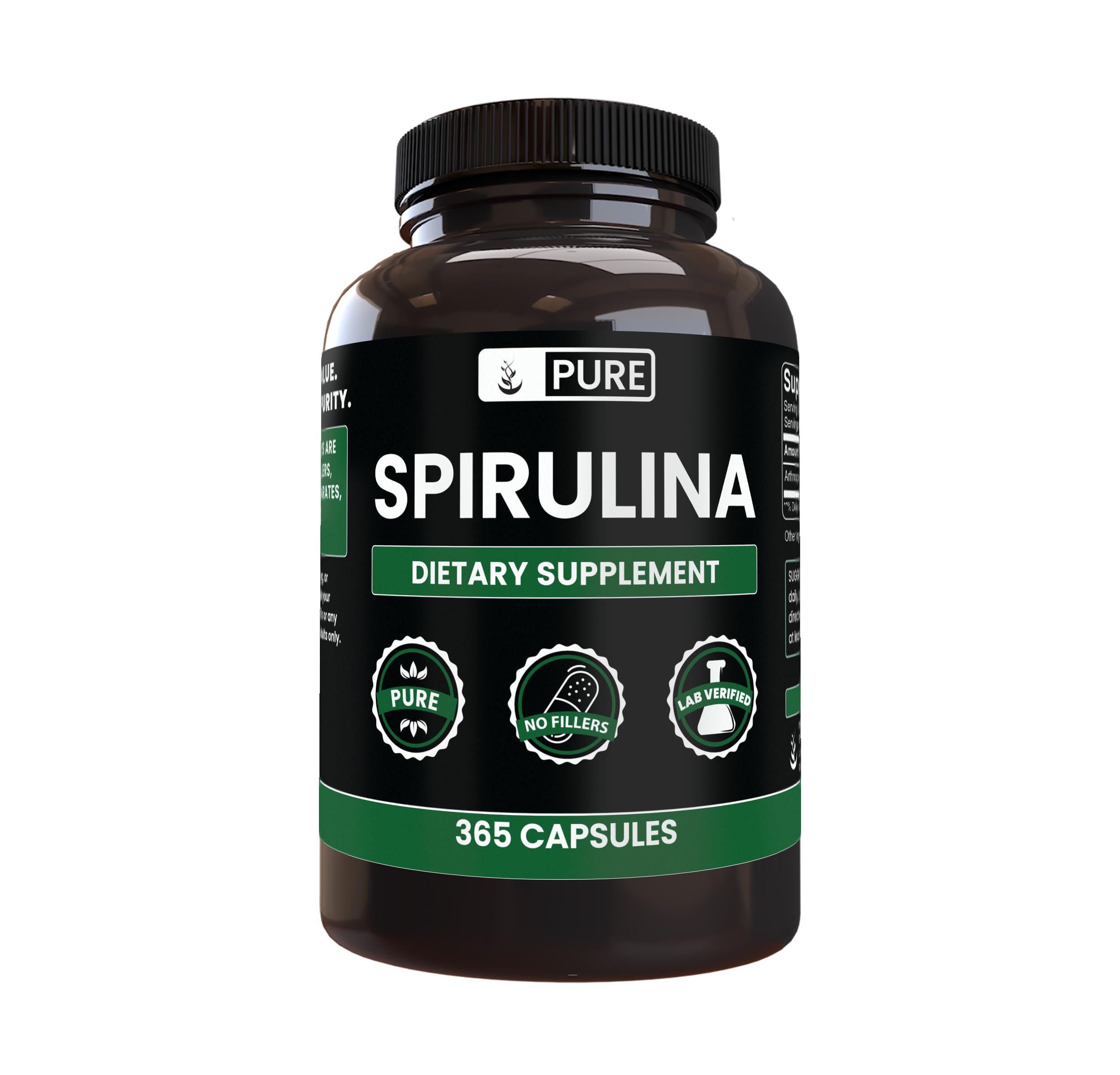 PURE ORIGINAL INGREDIENTS Spirulina Capsules front view