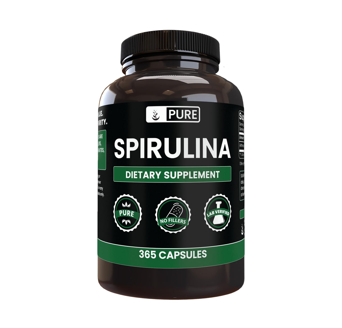 PURE ORIGINAL INGREDIENTS Spirulina Capsules front view