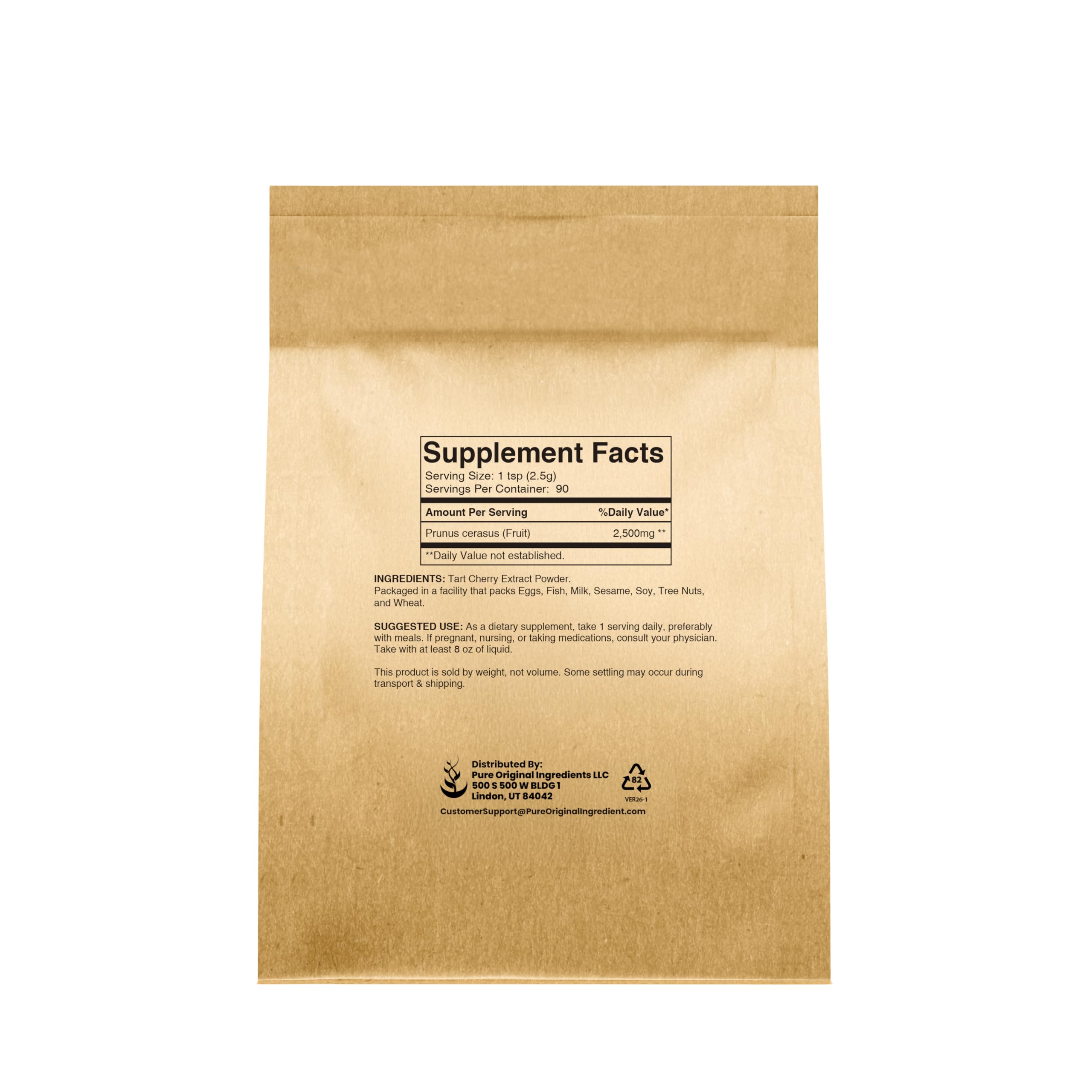 PURE ORIGINAL INGREDIENTS Tart Cherry Extract Powder packaging