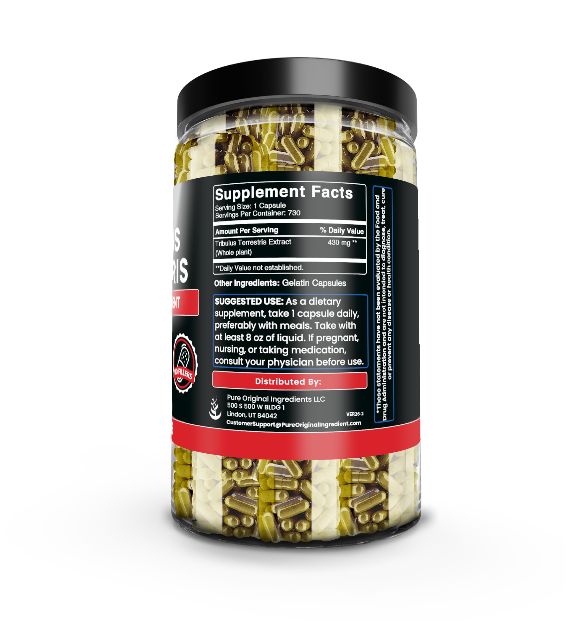 PURE ORIGINAL INGREDIENTS Tribulus Terrestris Capsules packaging