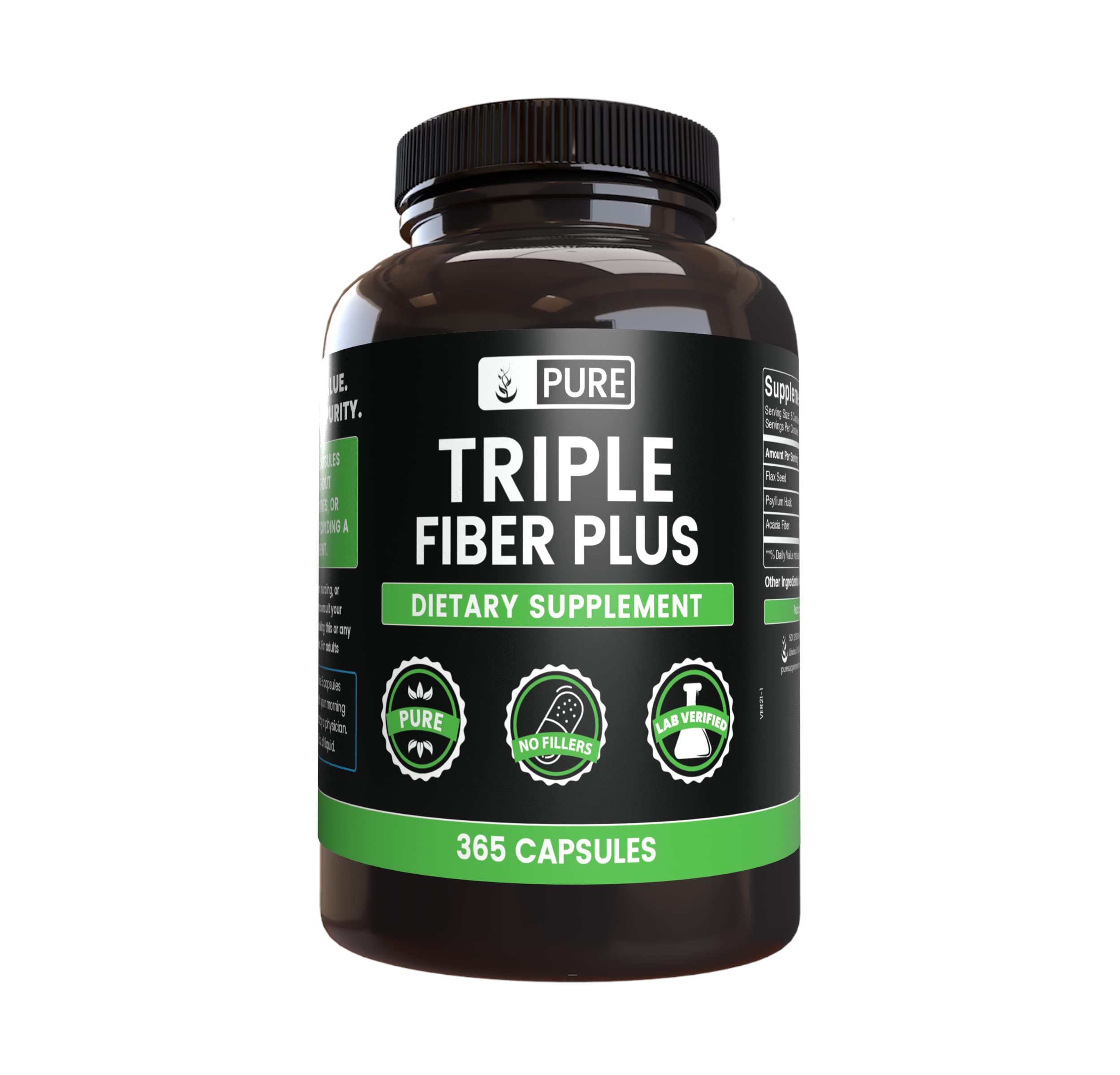 PURE ORIGINAL INGREDIENTS Triple Fiber Capsules front view