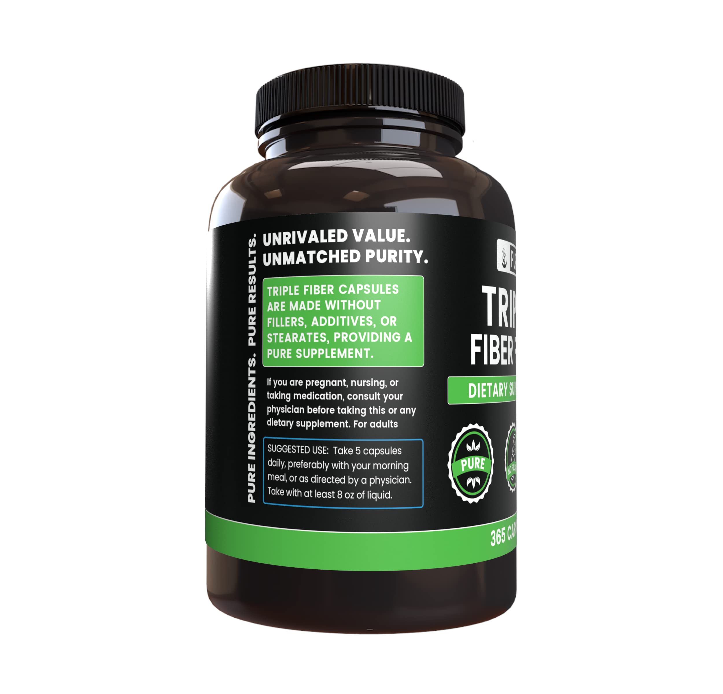 PURE ORIGINAL INGREDIENTS Triple Fiber Capsules packaging