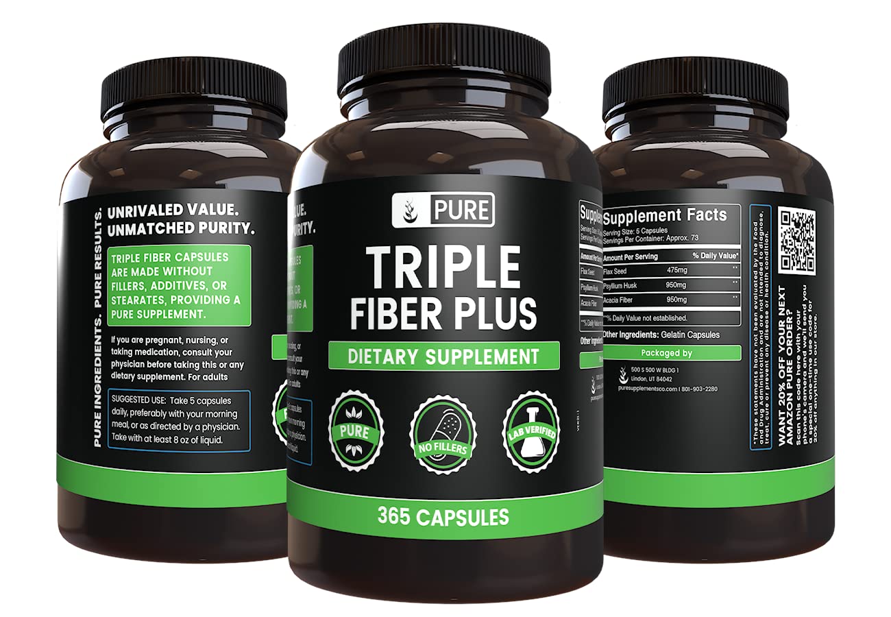 PURE ORIGINAL INGREDIENTS Triple Fiber Capsules side view