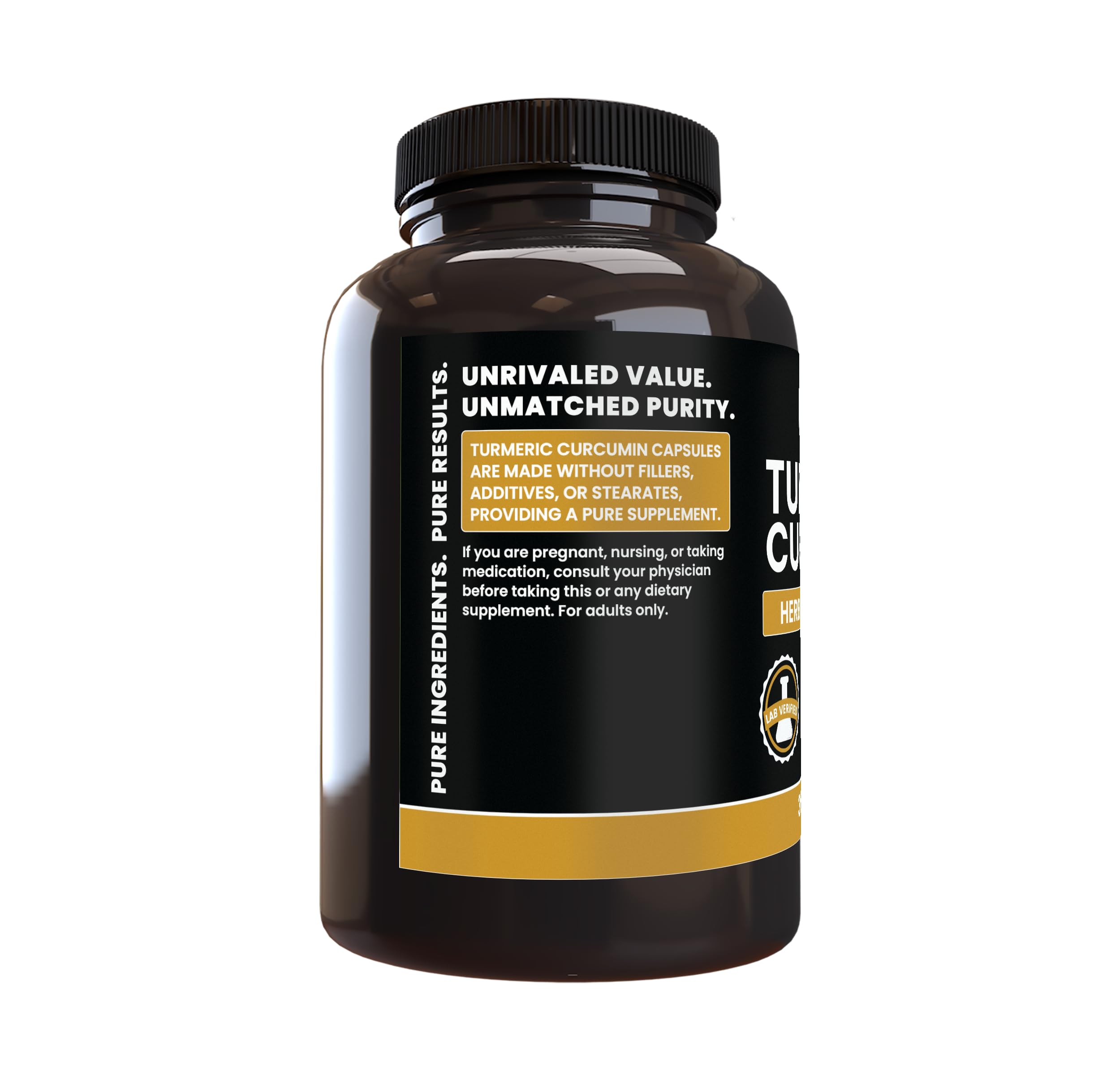 PURE ORIGINAL INGREDIENTS Turmeric Curcumin 365 Capsules bottle with label