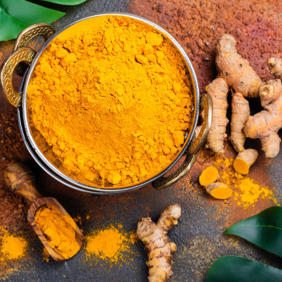 PURE ORIGINAL INGREDIENTS Turmeric Curcumin Capsules on a wooden table
