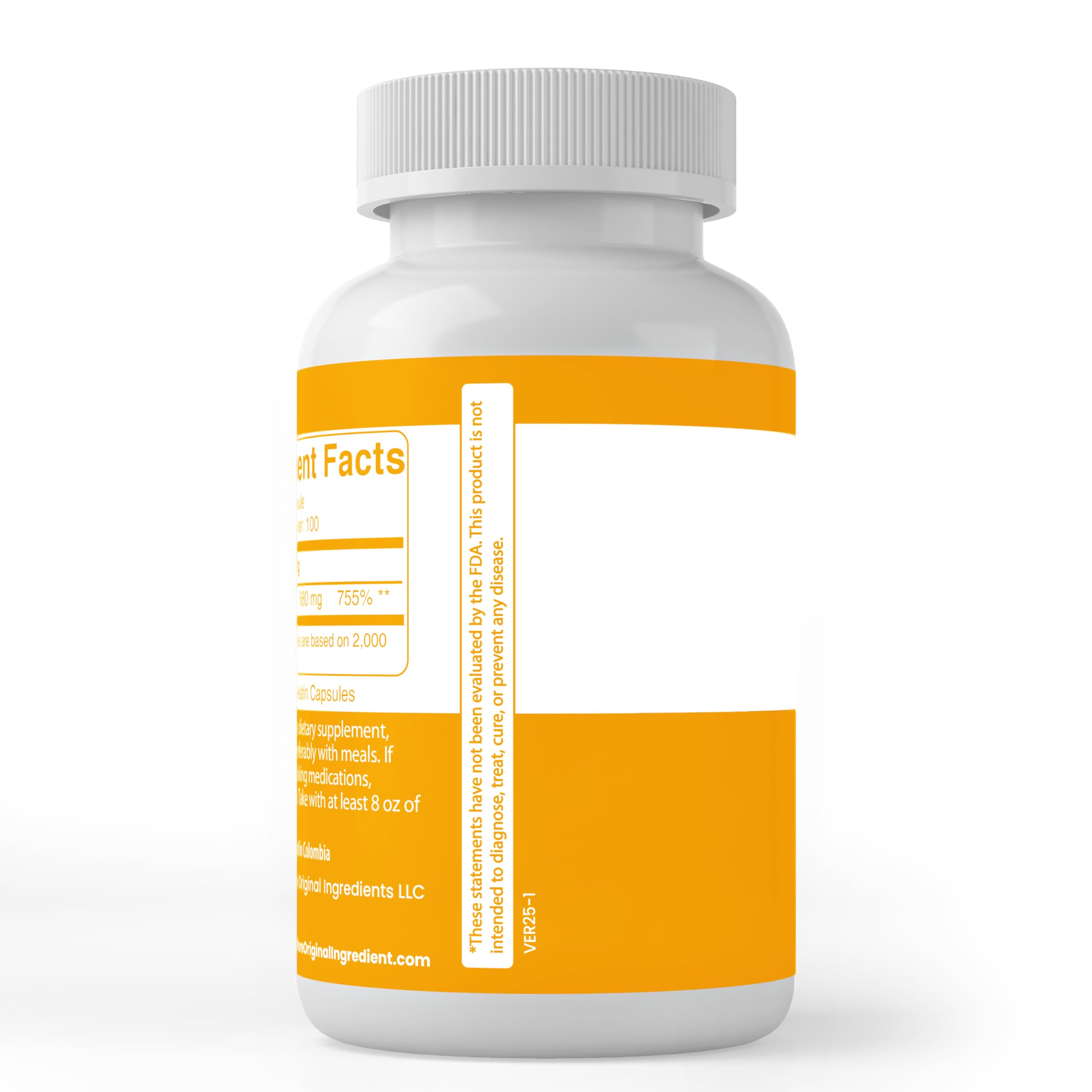 PURE ORIGINAL INGREDIENTS Vitamin C Capsules side view