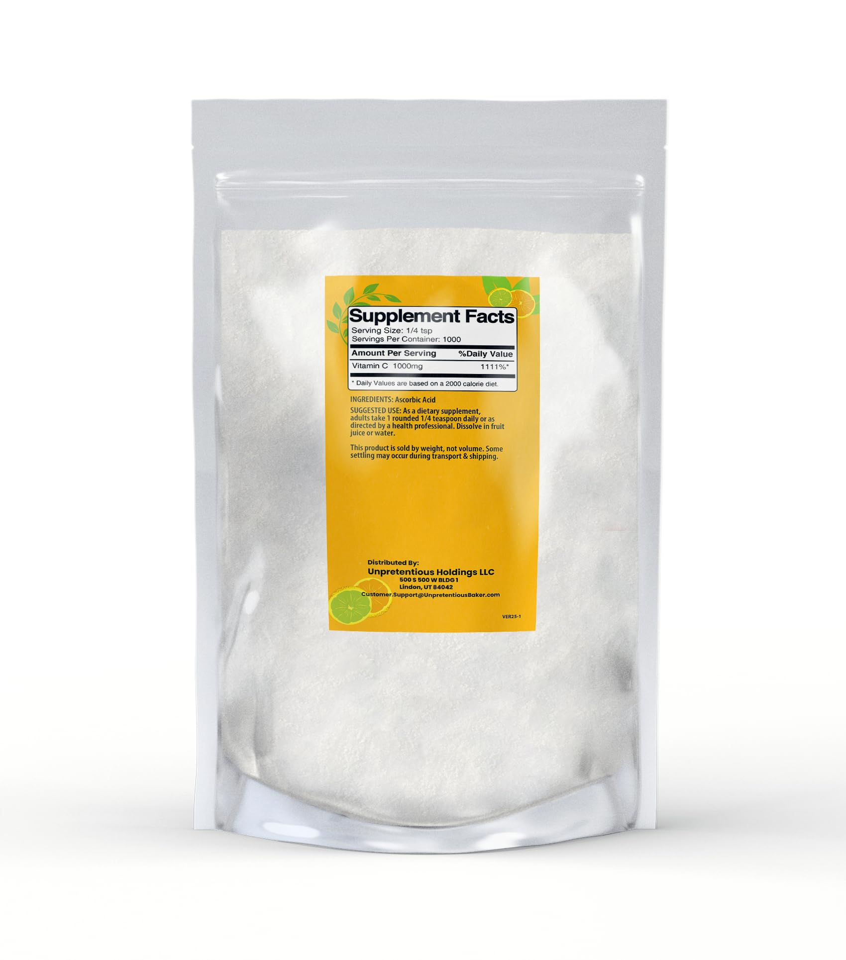 PURE ORIGINAL INGREDIENTS Vitamin C Powder 1000g packaging