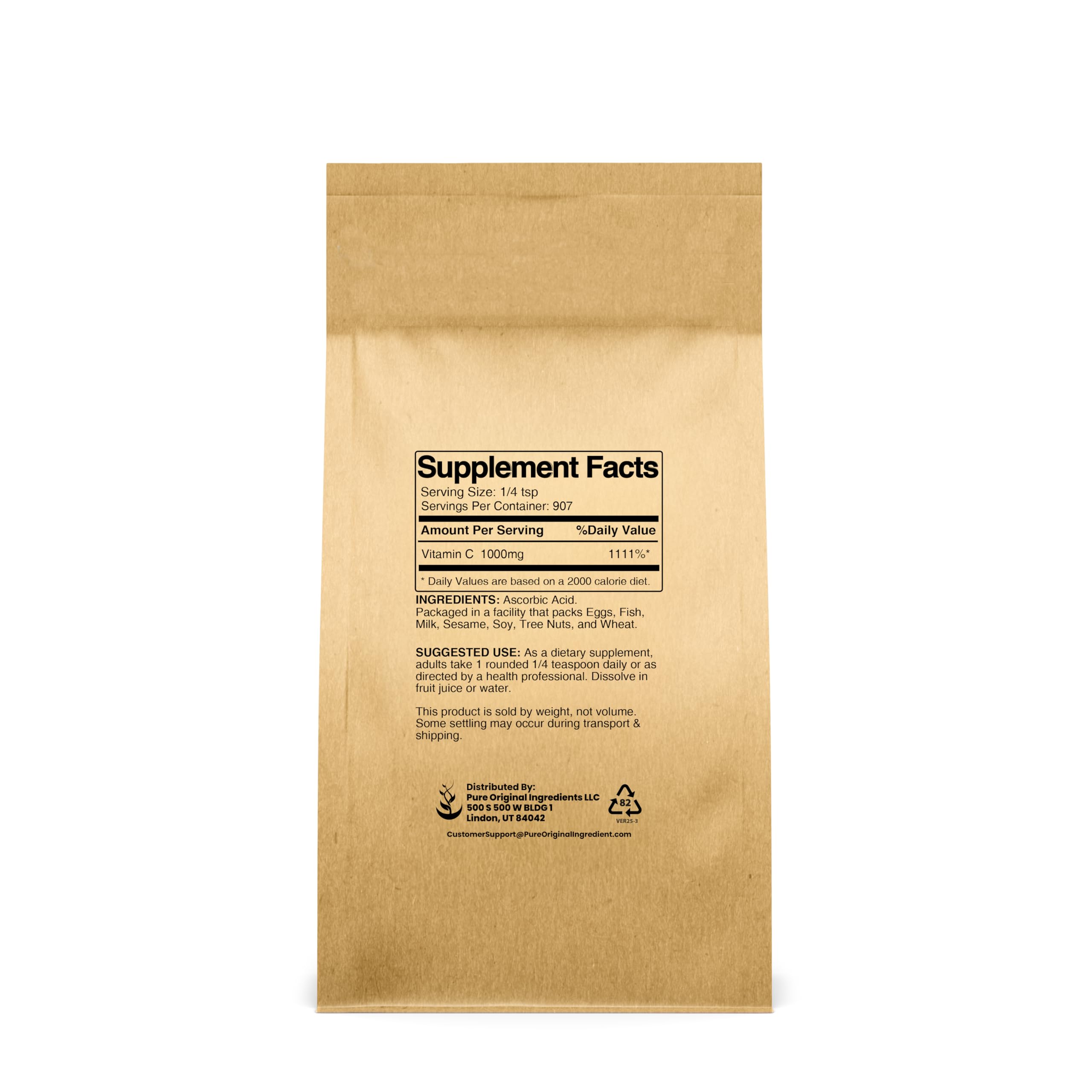 PURE ORIGINAL INGREDIENTS Vitamin C Powder packaging details