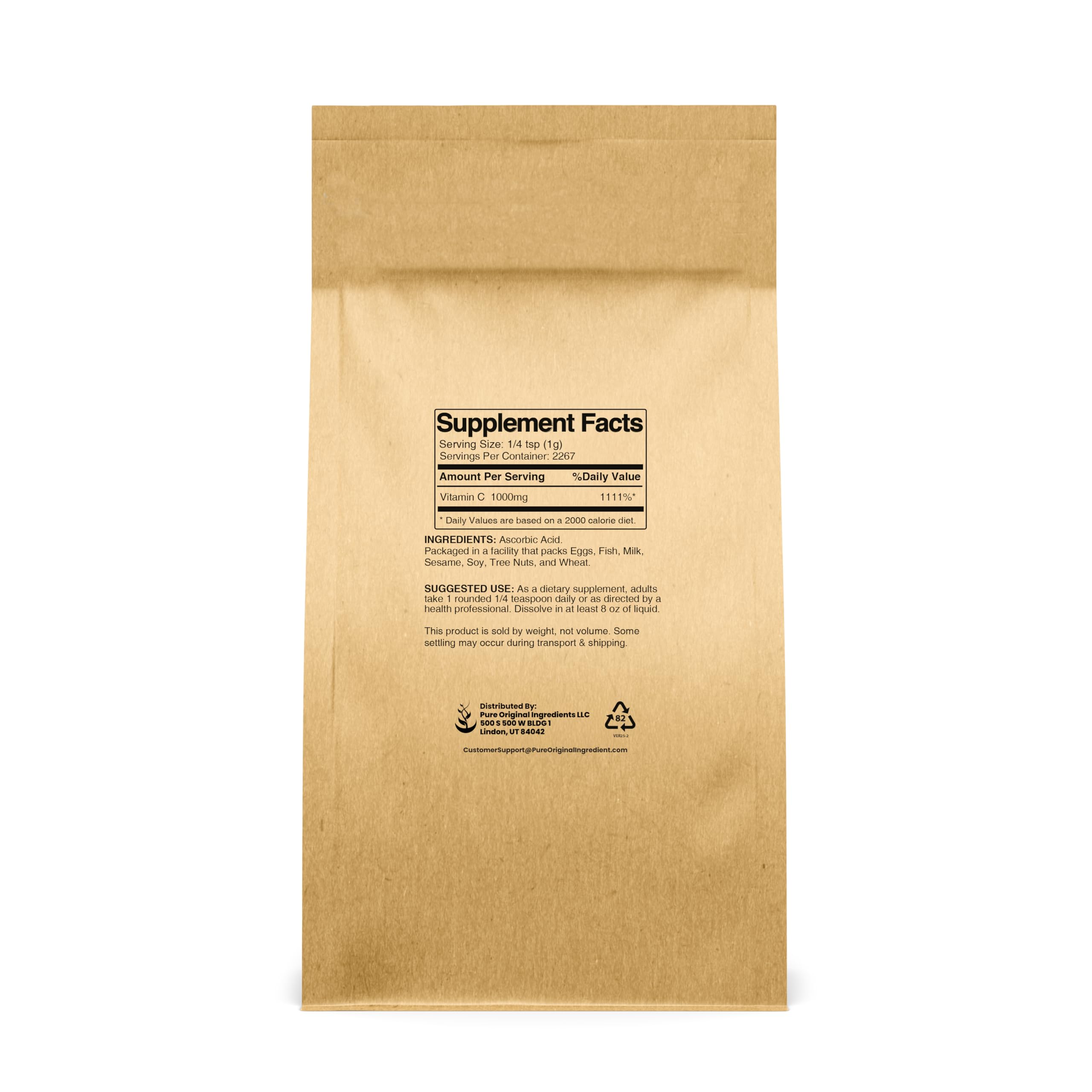 PURE ORIGINAL INGREDIENTS Vitamin C Powder packaging details