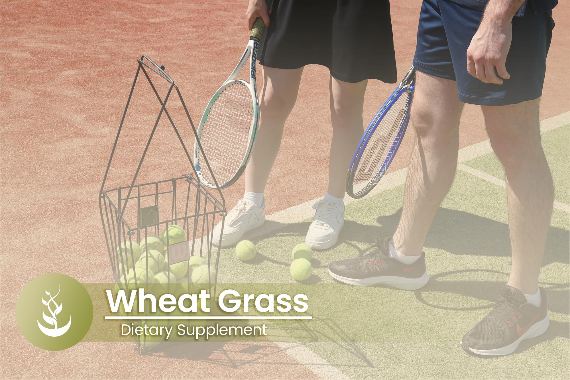 PURE ORIGINAL INGREDIENTS Wheat Grass Capsules on a wooden surface