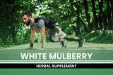 PURE ORIGINAL INGREDIENTS White Mulberry Capsules on a wooden table