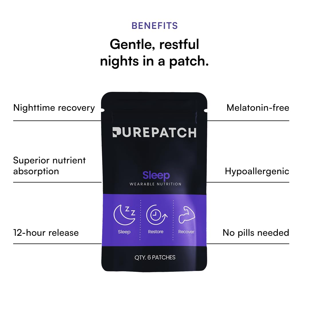 Pure Patch Sleep Patches displayed with a clock and daily wellness items