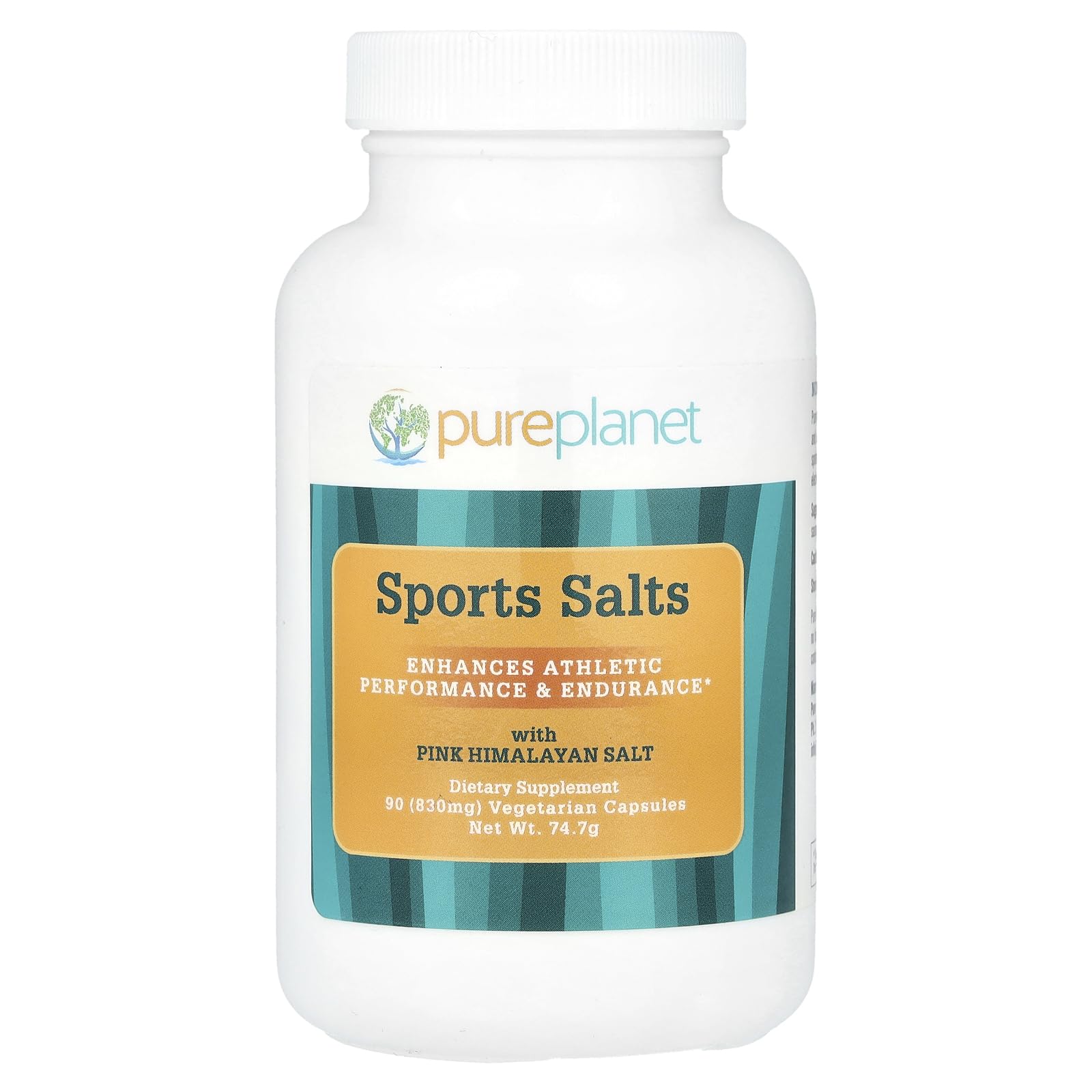 PURE PLANET Sports Salts bottle front view with 90 capsules label