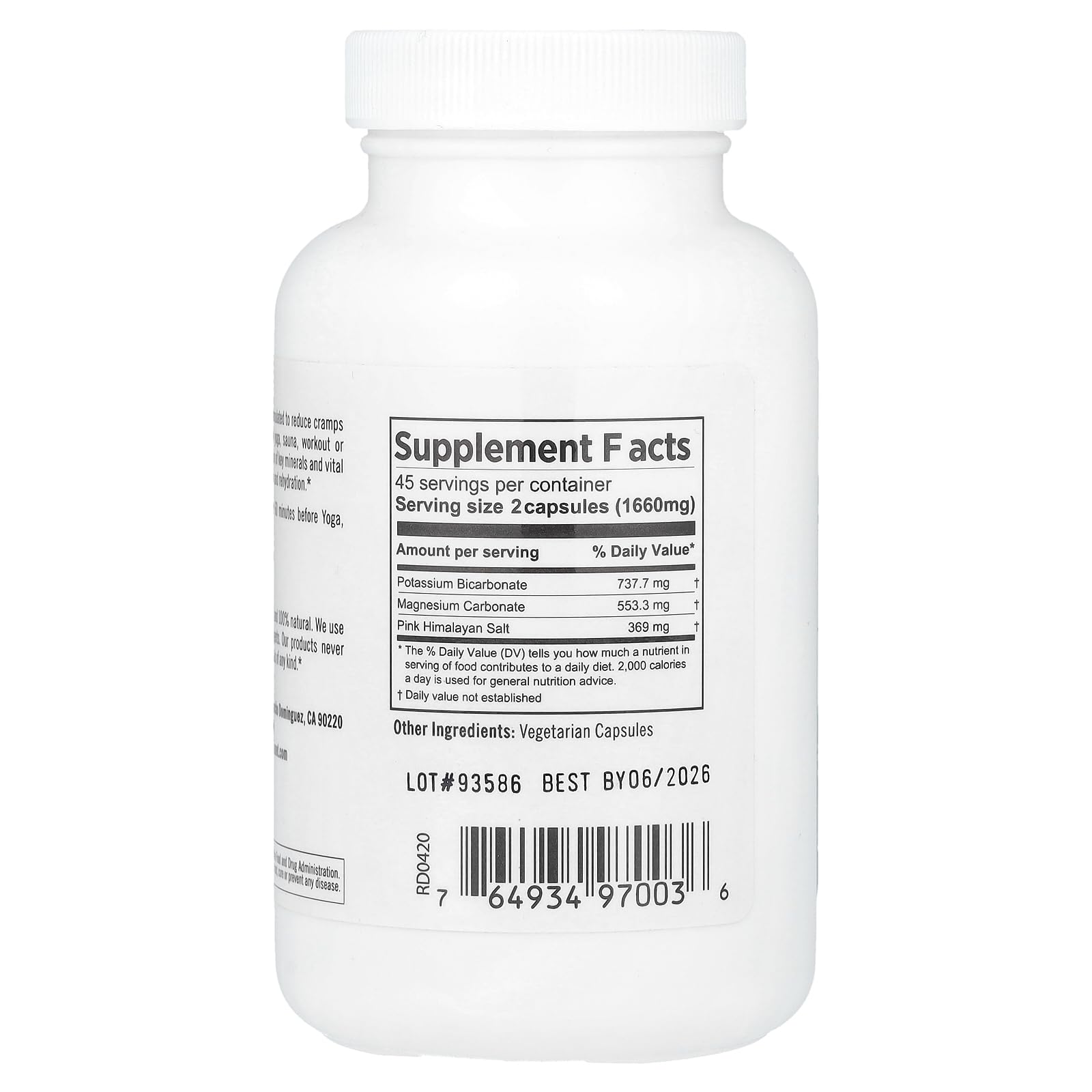 PURE PLANET Sports Salts side view showing ingredients list
