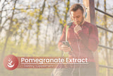 PURE Pomegranate Extract Capsules displayed on a wooden surface