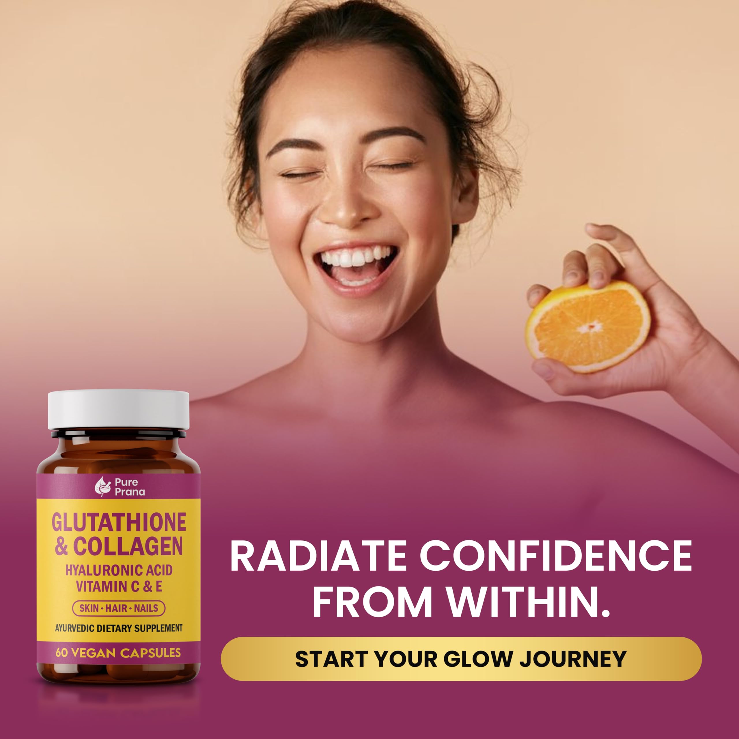 Pure Prana Glutathione & Vegan Collagen Builder bottle side view