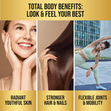 Pure Prana Glutathione & Vegan Collagen Builder capsules on a wooden table