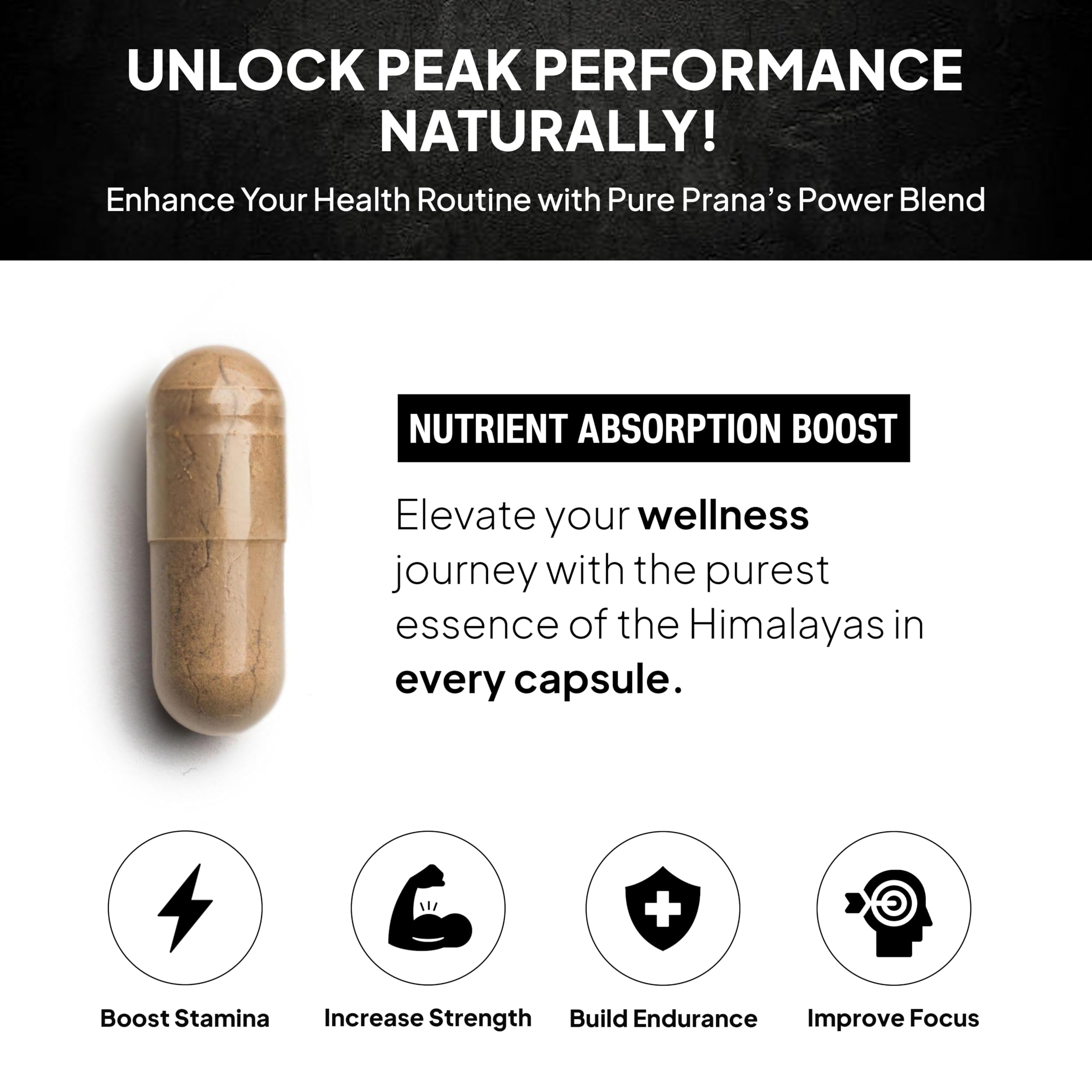 Pure Prana Men’s Herbal Power Blend capsules on a wooden table