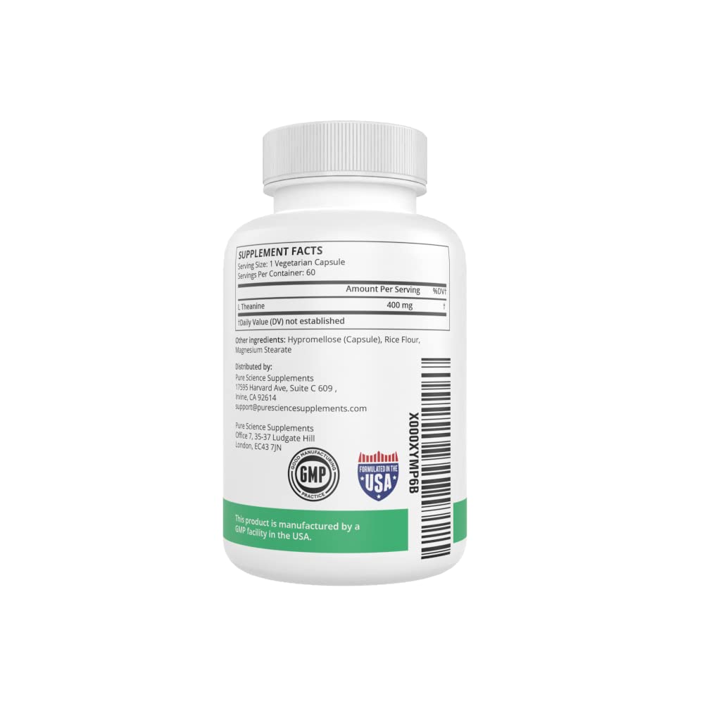 Pure Science L-Theanine 400mg Supplement back view