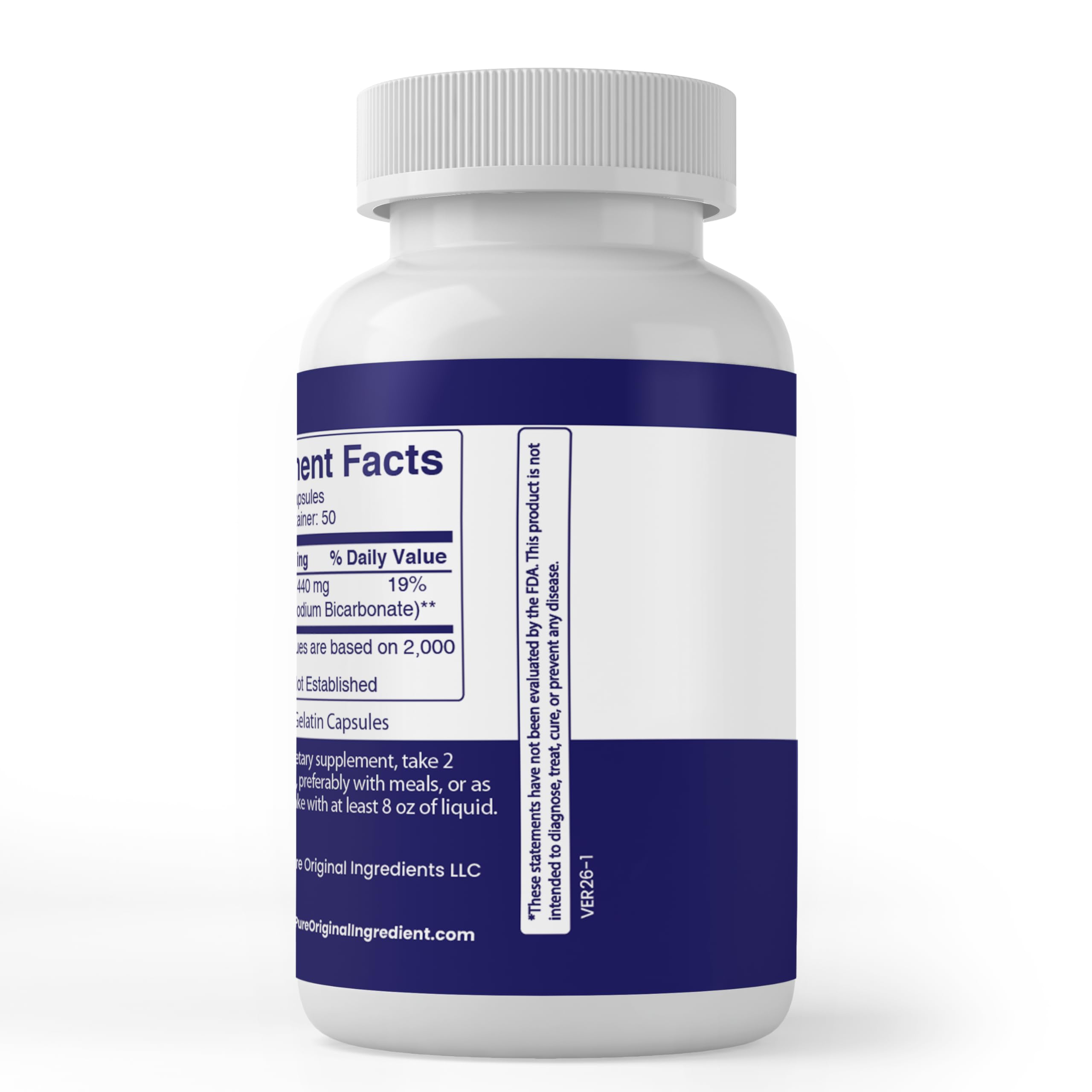PURE Sodium Bicarbonate Capsules close-up of capsules