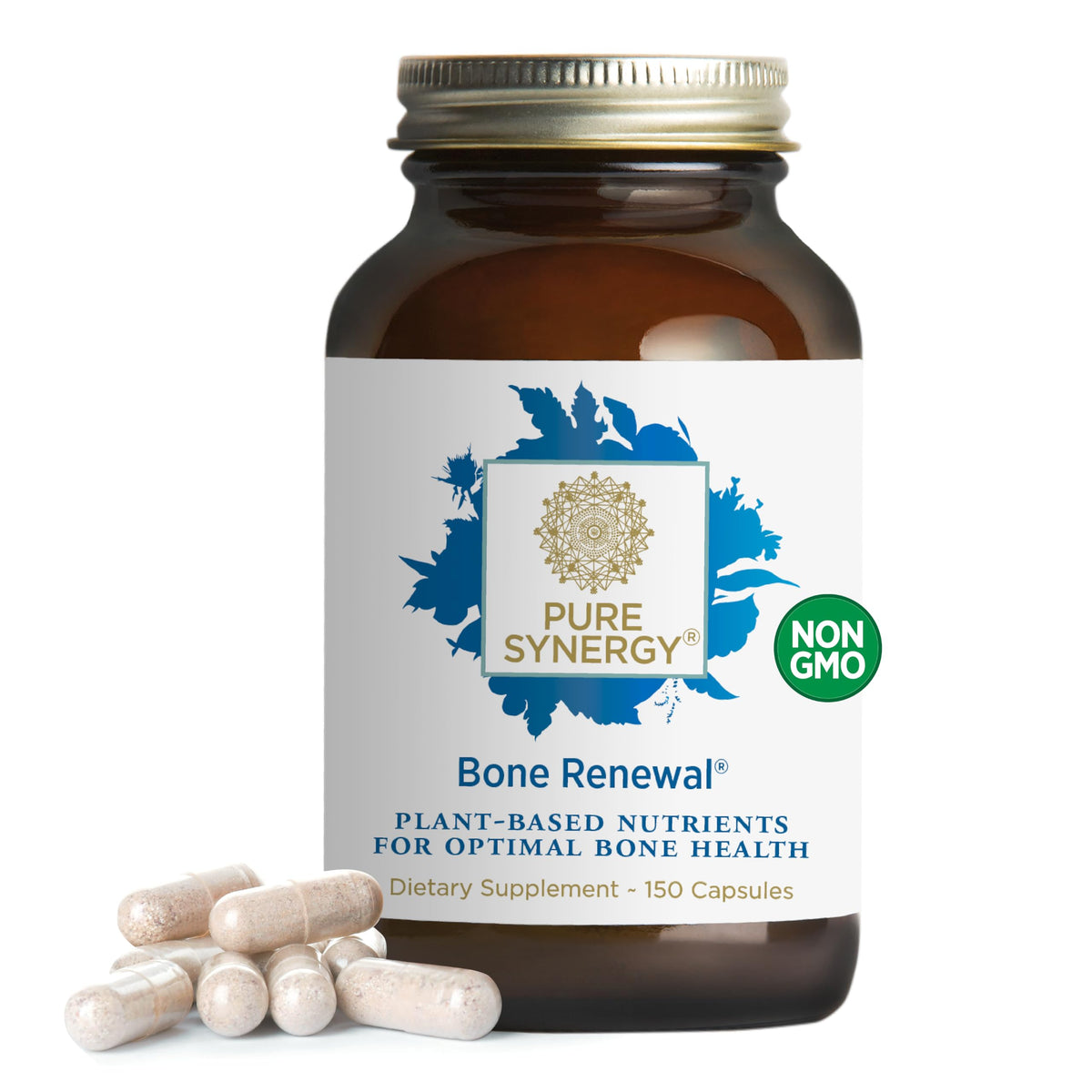 PURE SYNERGY Calcium Magnesium Vitamin D3 K2 Supplement 150 capsules front view