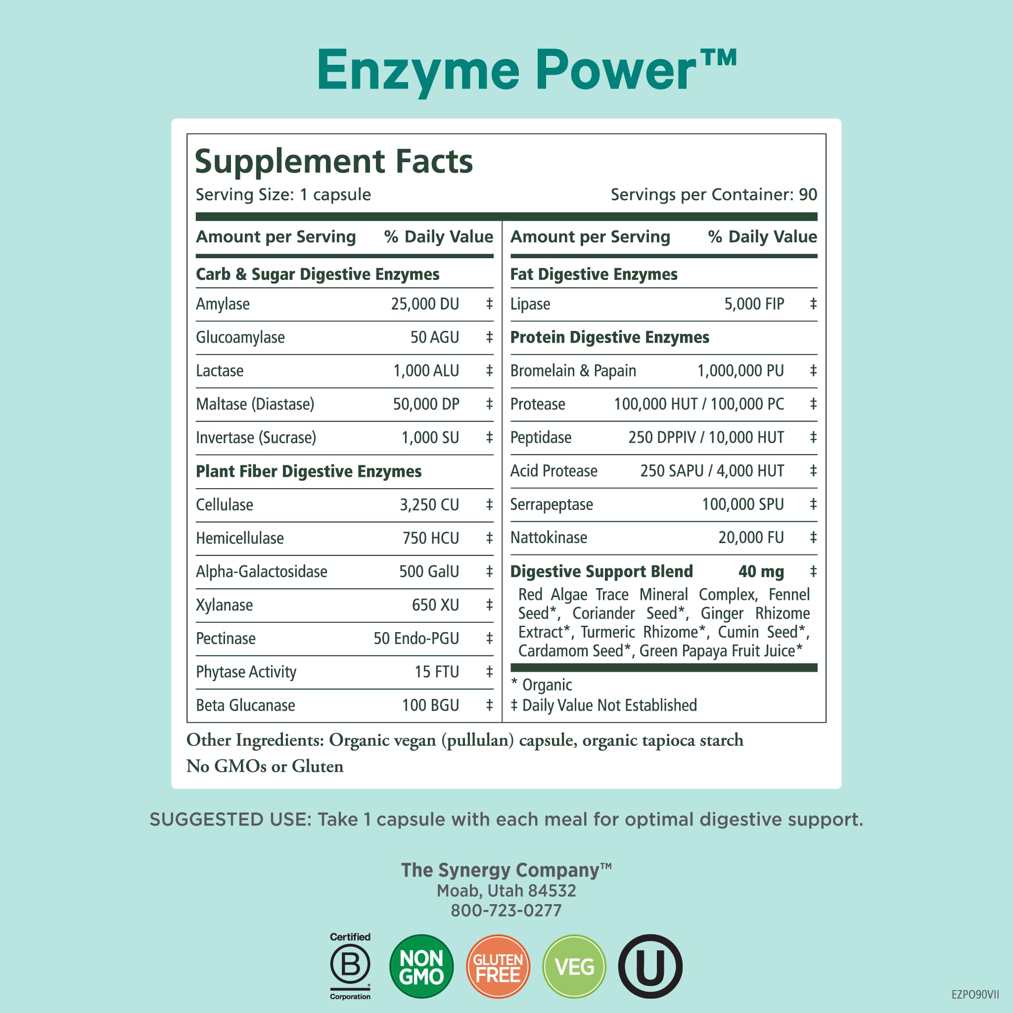 PURE SYNERGY Multi-Enzymes bottle side view