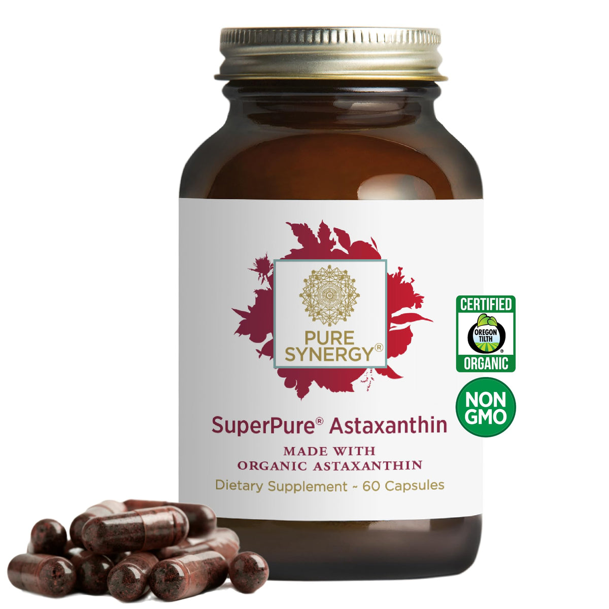 PURE SYNERGY Organic Astaxanthin 60 capsules front view