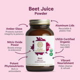 PURE SYNERGY Organic Beet Juice Powder 6.4oz with scoop