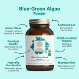 PURE SYNERGY Organic Blue Green Algae Powder in a glass of water