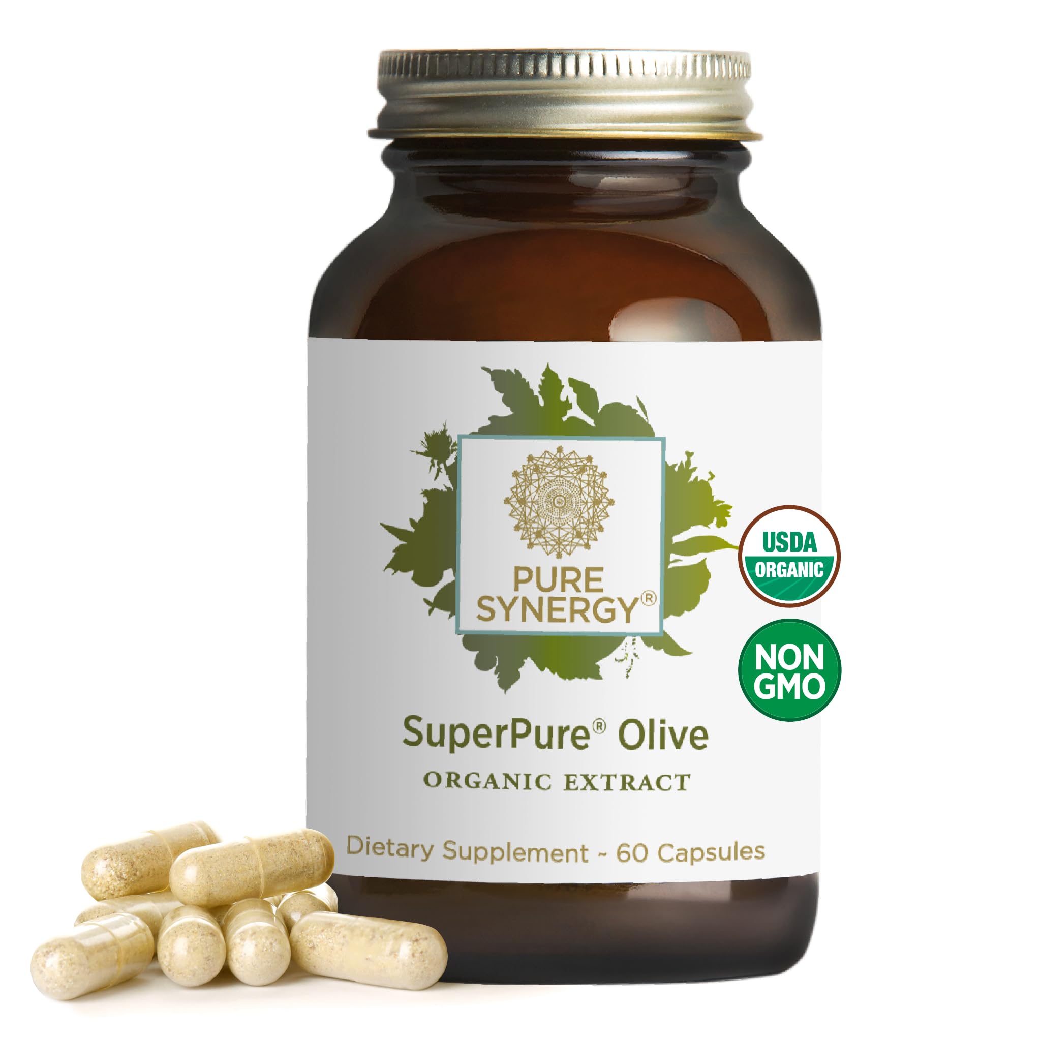 PURE SYNERGY Organic Olive Leaf Capsules bottle front view