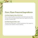 PURE SYNERGY Organic Olive Leaf Capsules open bottle with capsules
