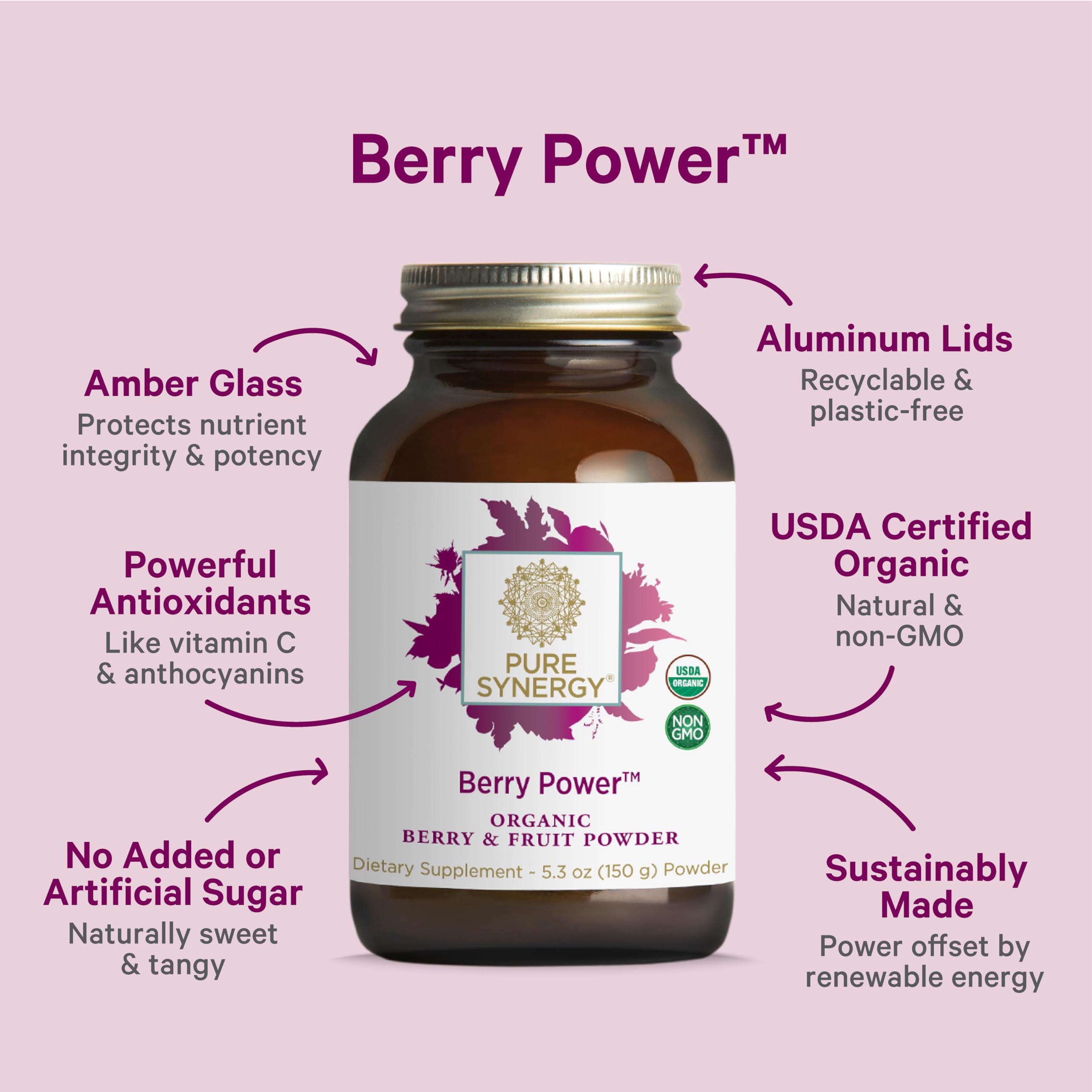 PURE SYNERGY Organic Superfruit Blend 150g with smoothie