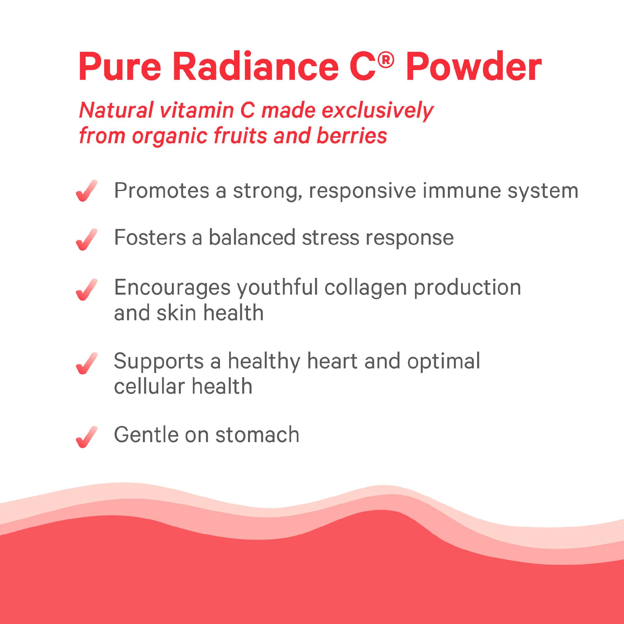 PURE SYNERGY Organic Vitamin C Powder 120g side view with measuring spoon