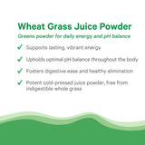 PURE SYNERGY Organic Wheat Grass Juice Powder mixed in a glass