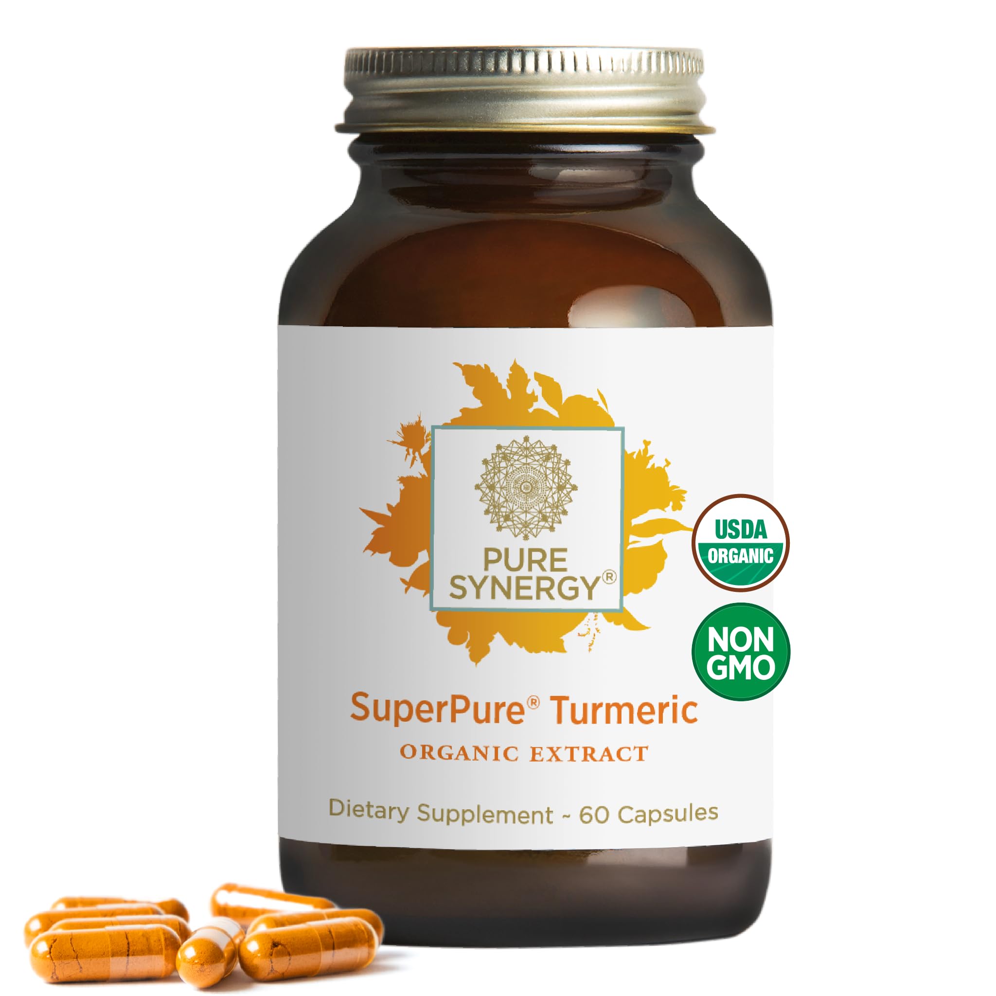 PURE SYNERGY Turmeric Curcumin Complex 500mg 60 Capsules front view