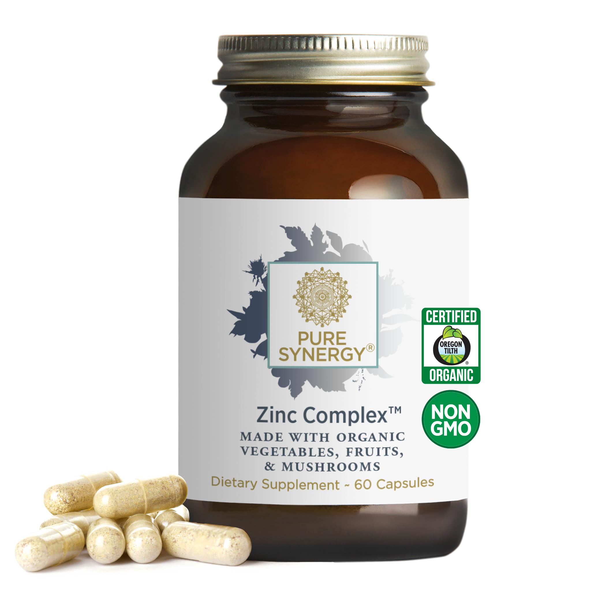 PURE SYNERGY Zinc Supplement 60 Capsules front view