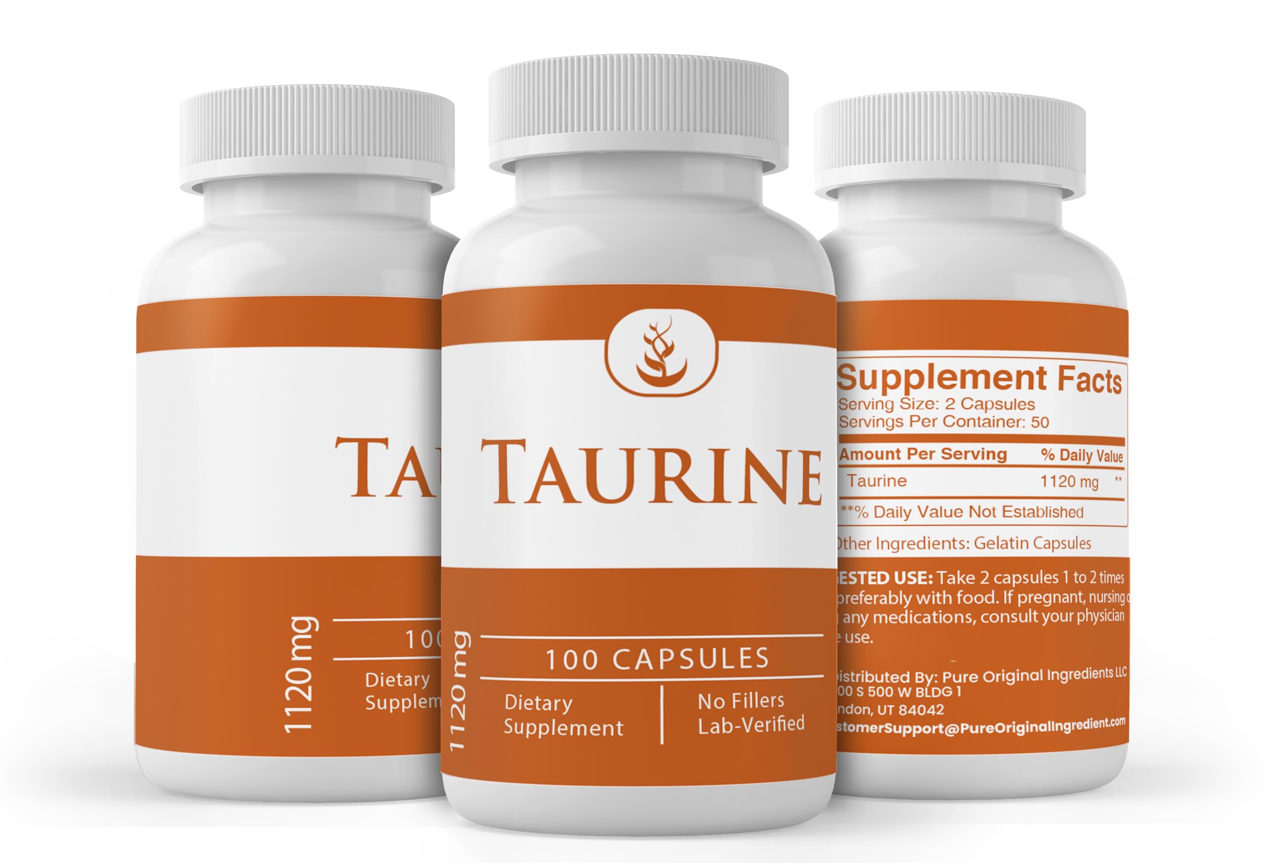 PURE Taurine Capsules in hand