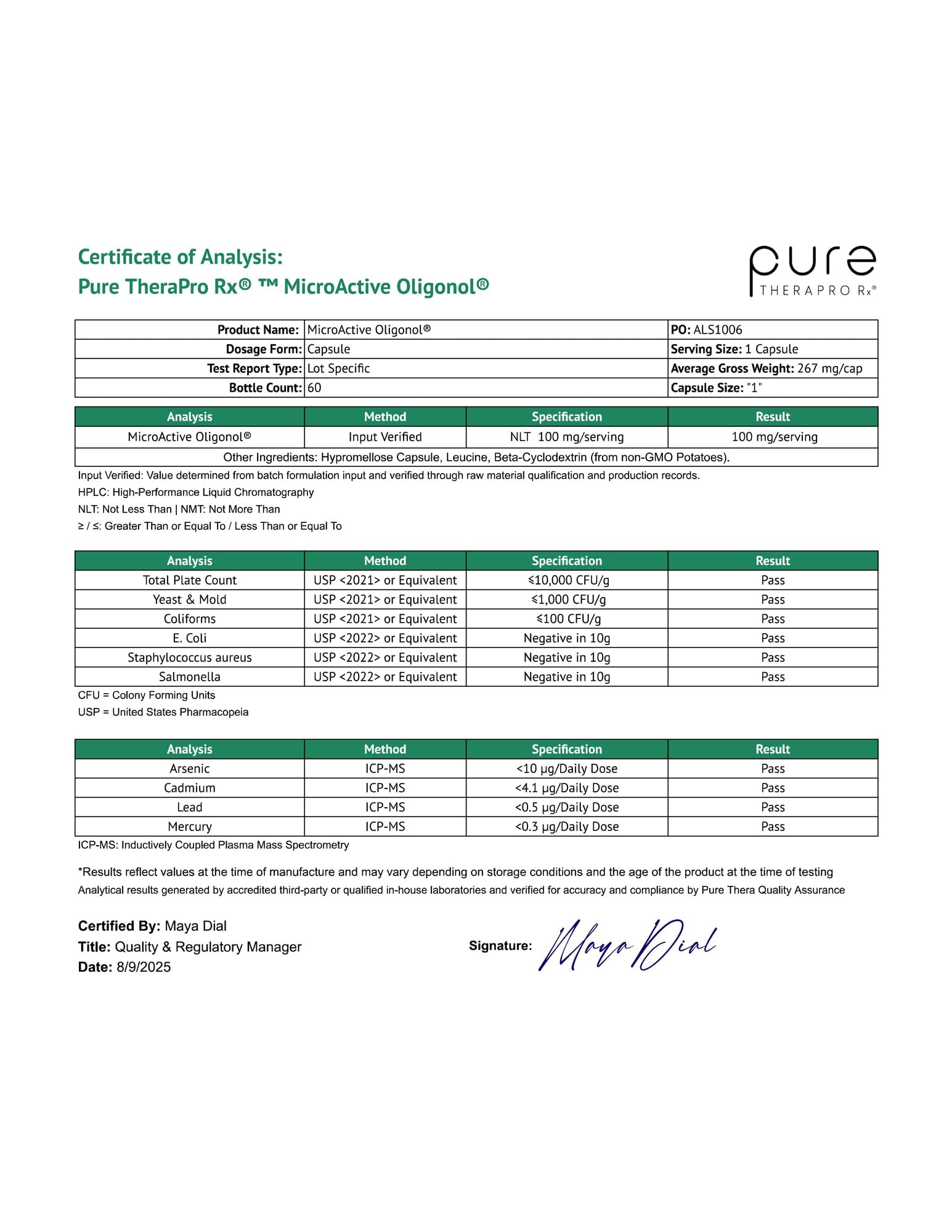 Pure Therapro Rx Antioxidant Supplement packaging