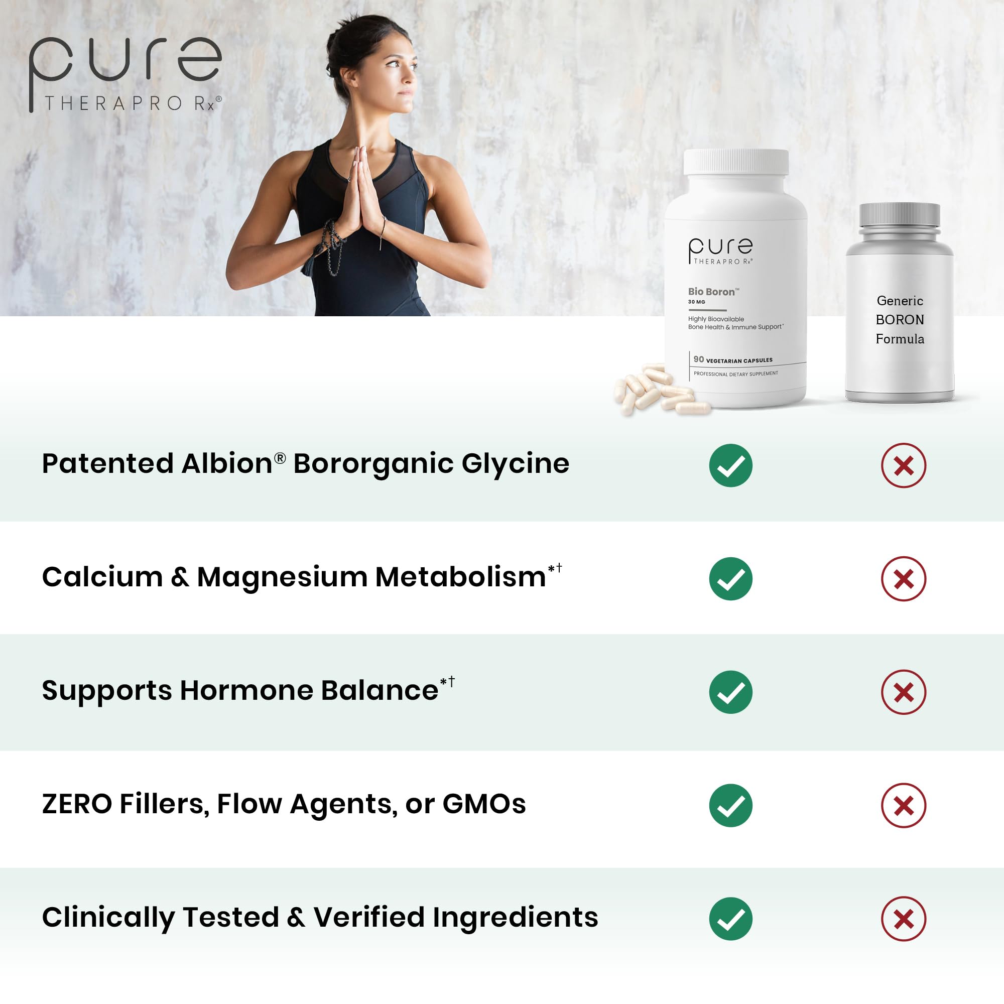 Pure Therapro Rx Bio Boron 30mg supplement bottle with label