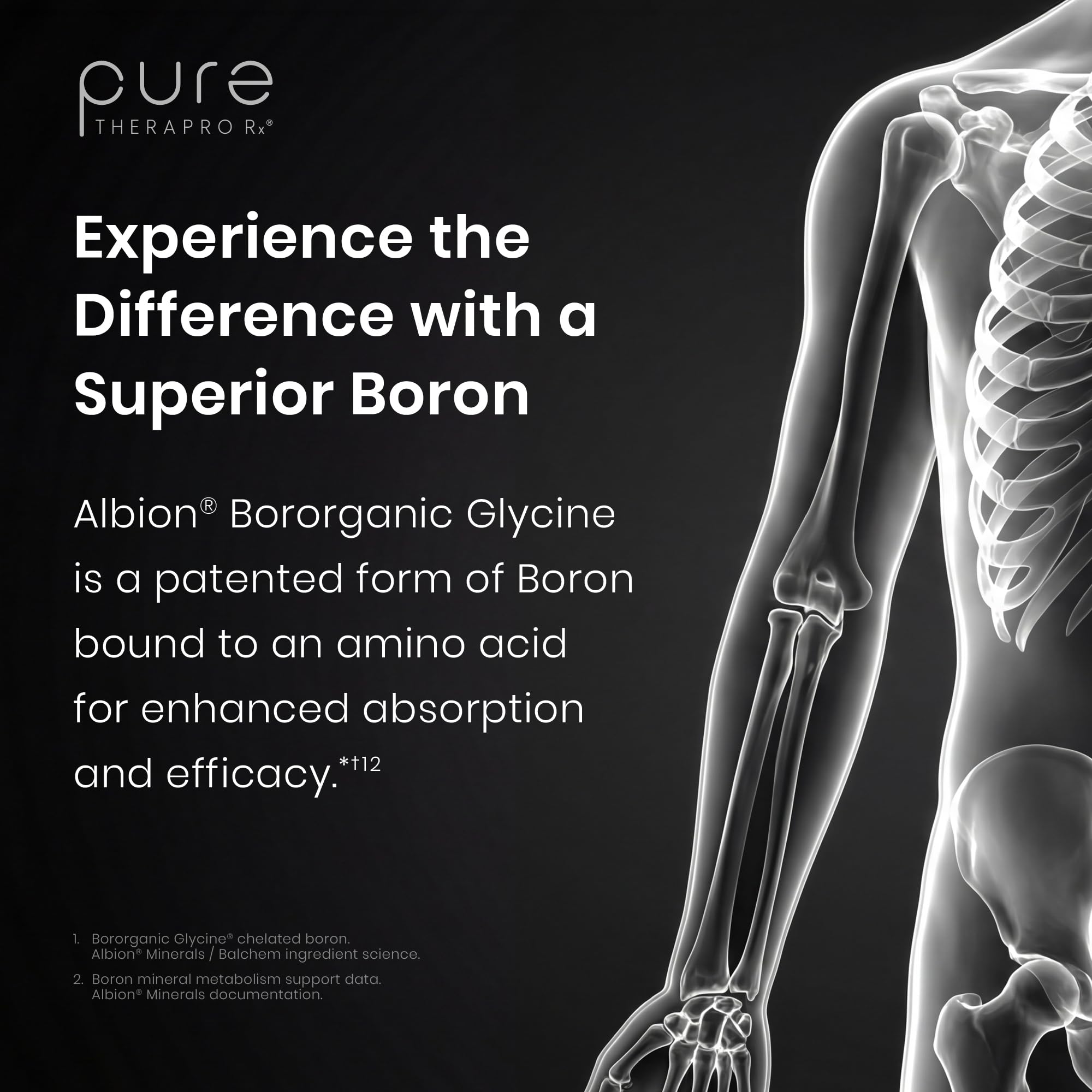 Pure Therapro Rx Bio Boron supplement open bottle with capsules