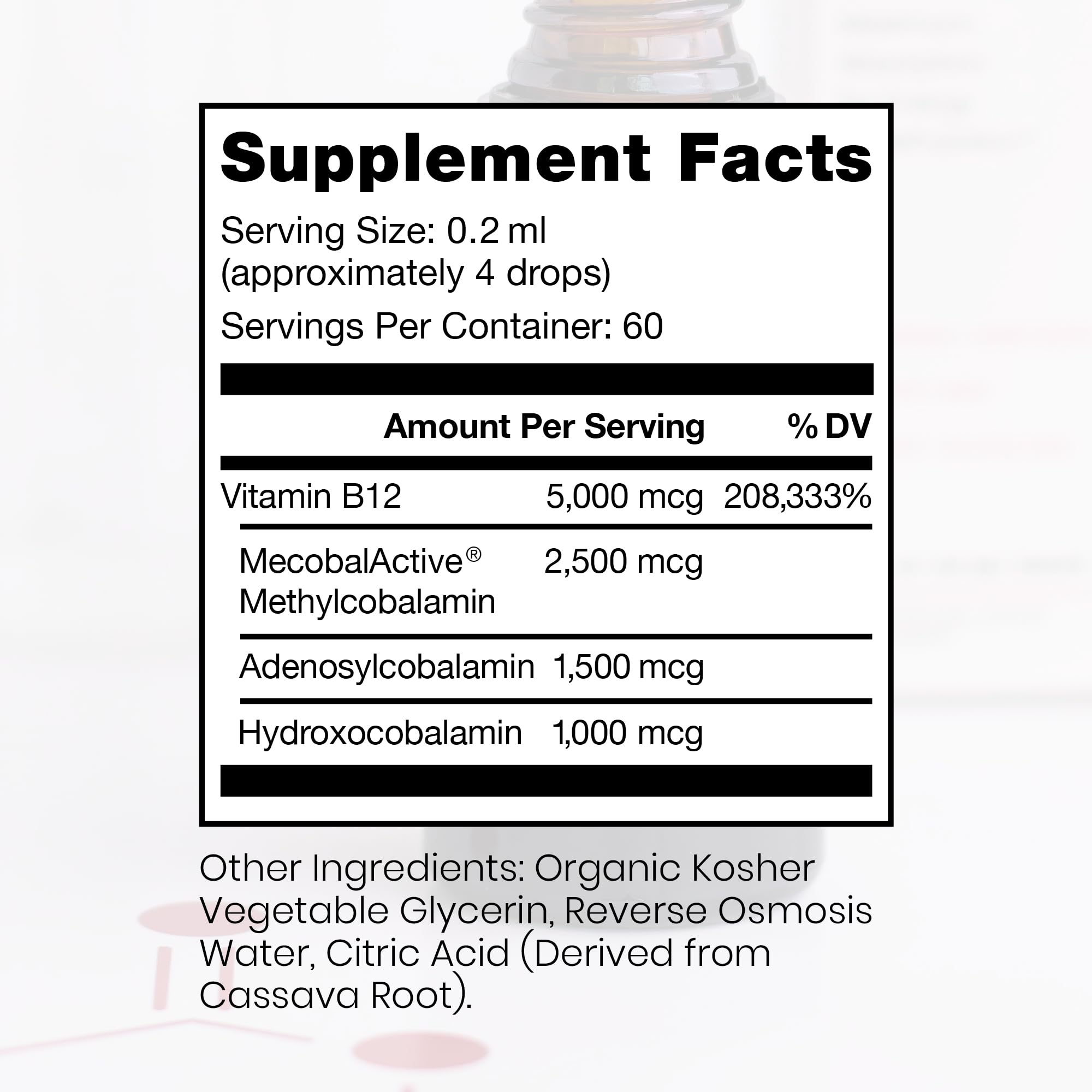 Pure Therapro Rx Methyl B12 Liquid Supplement bottle side view