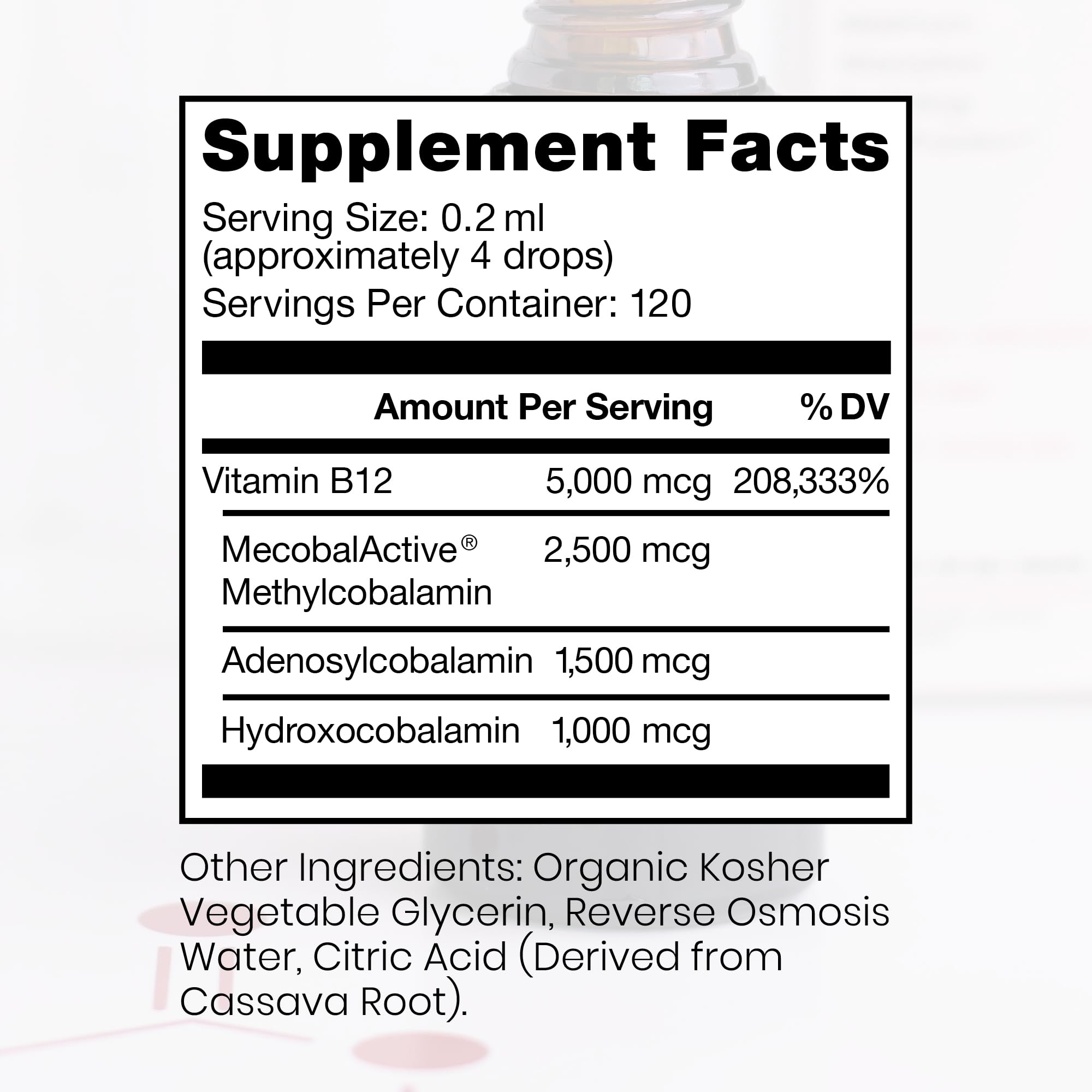 Pure Therapro Rx Methyl B12 Liquid Supplement bottle side view