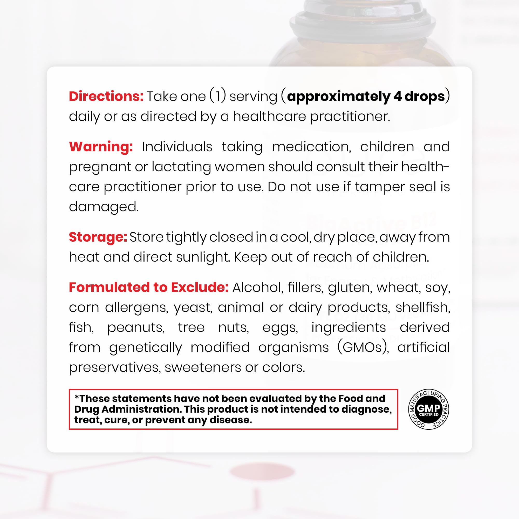 Pure Therapro Rx Methyl B12 Liquid Supplement ingredients list