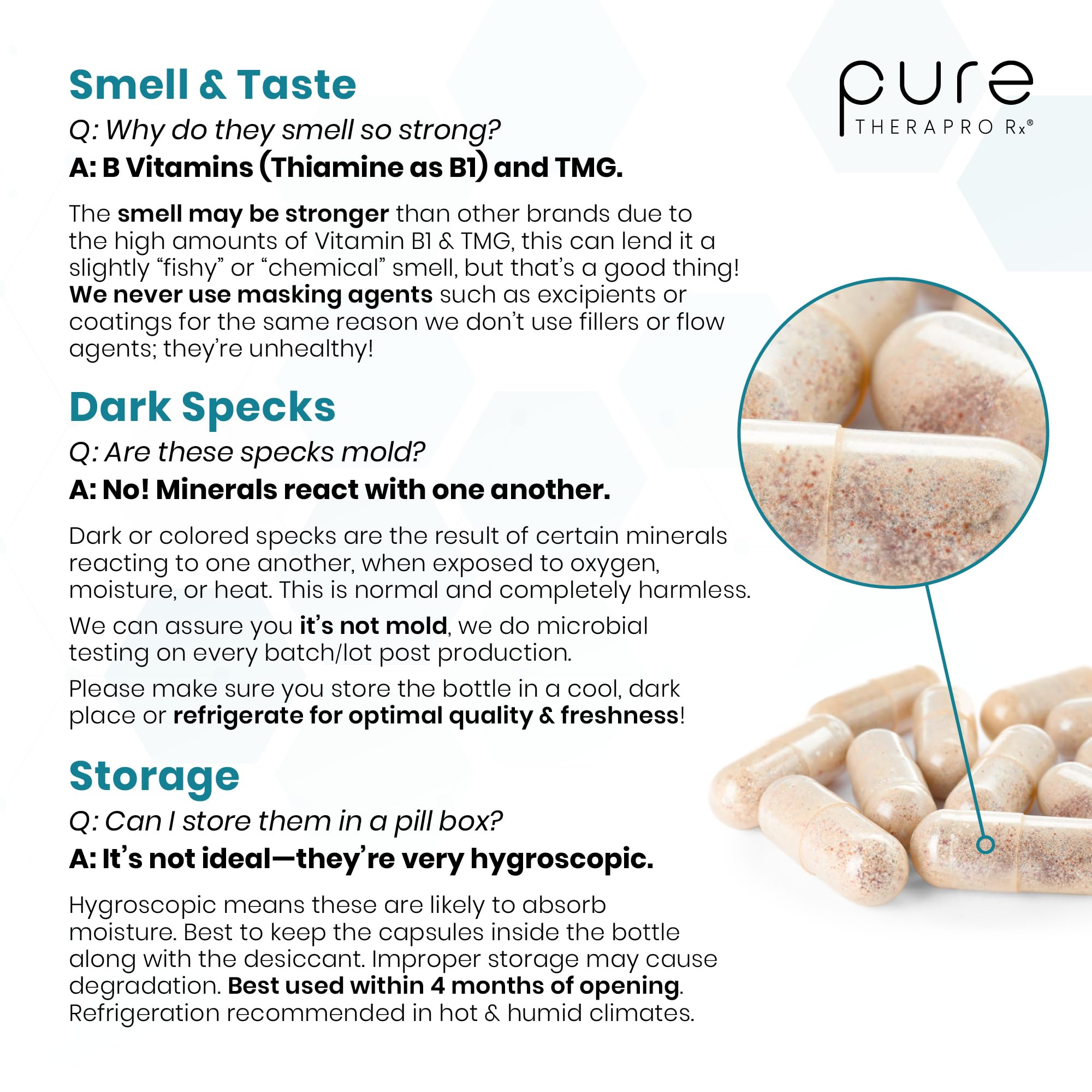 Pure Therapro Rx Methyl Multi without Iron capsules on spoon