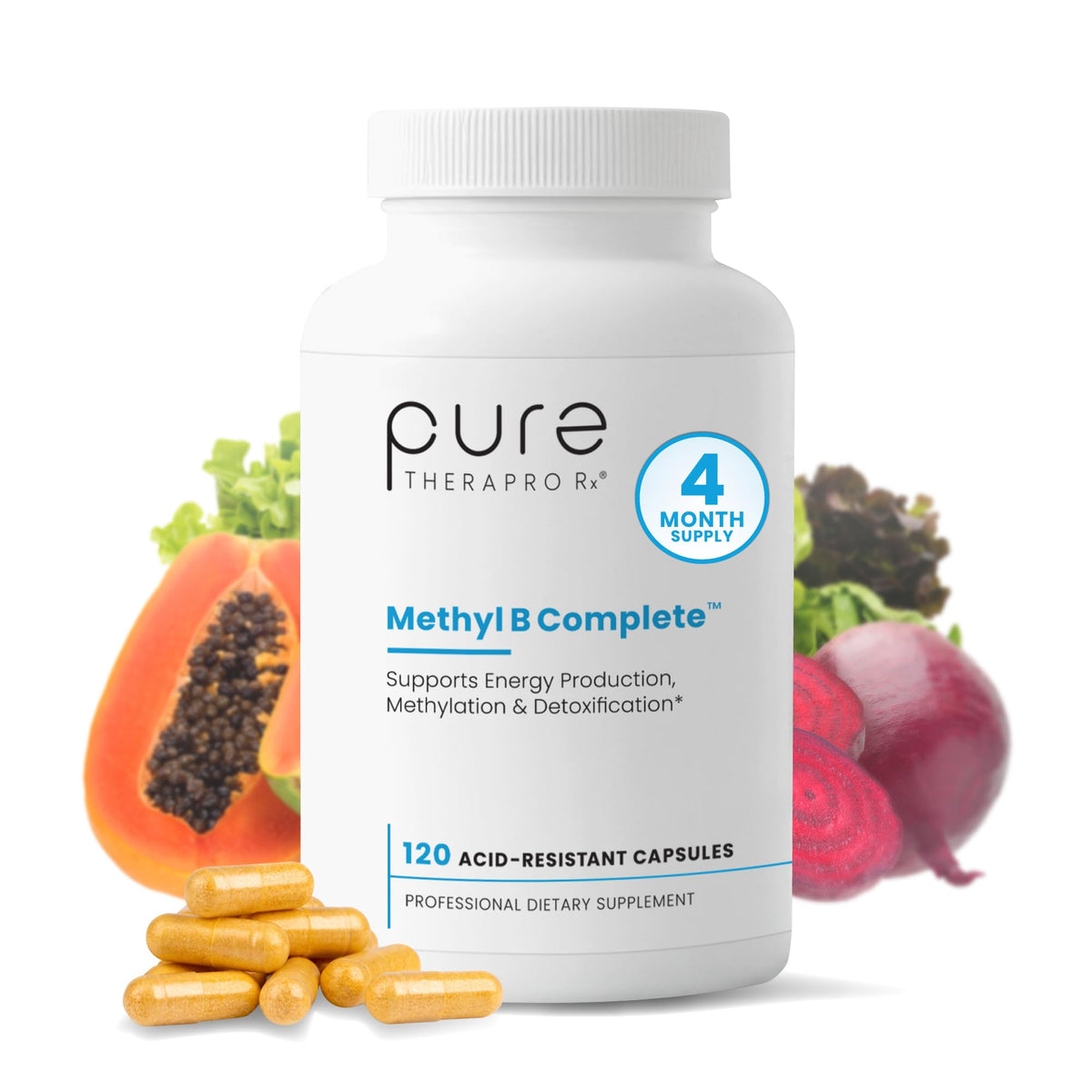 Pure Therapro Rx Methylated B Complex Vitamins 60 capsules front view