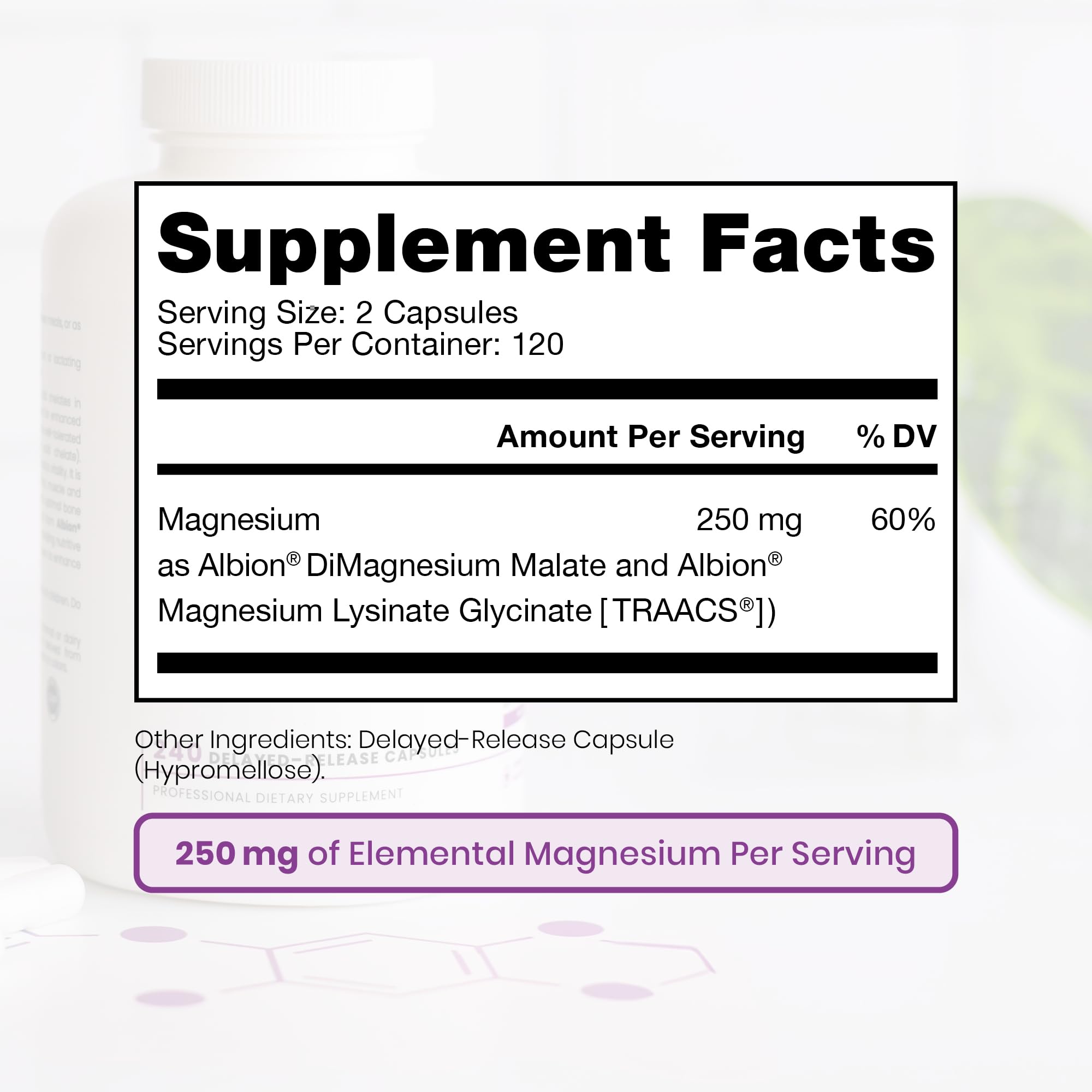 Pure Therapro Rx Optimum Magnesium 250mg capsules bottle with label